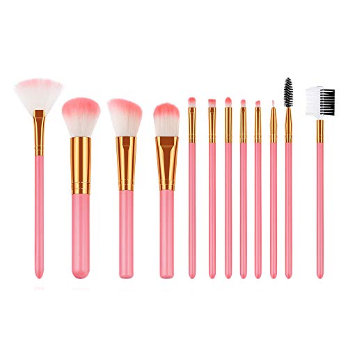 12PCS Professional Makeup Brush Set - Foundation, Eyeshadow, Powder Brushes with Travel Pouch | Soft Synthetic Bristles for Flawless Face & Eye Makeup Application | Perfect for Home, Travel & Professional Makeup Artists