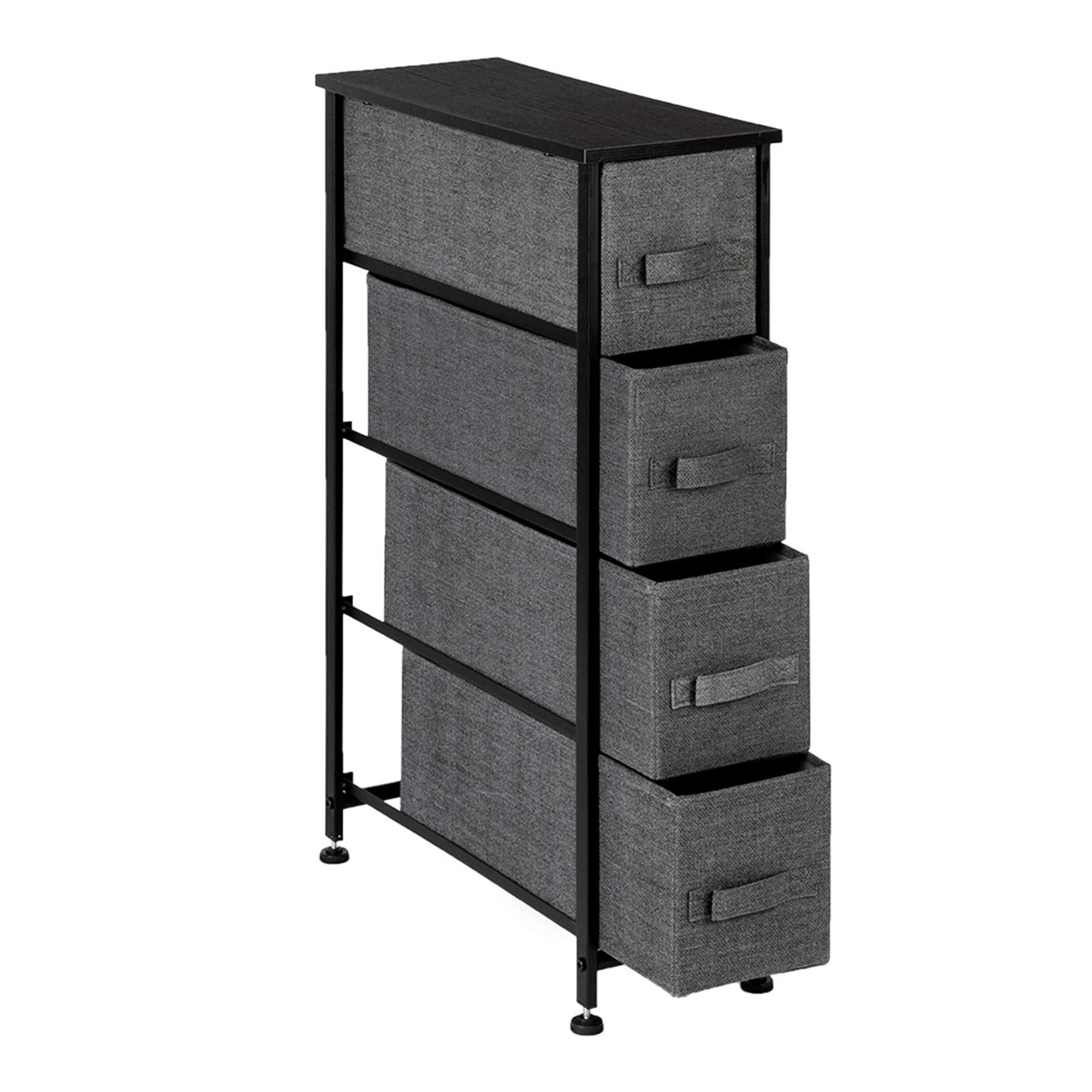 Slim Vertical Dresser Storage Tower with 4 Fabric Drawers - 7.9