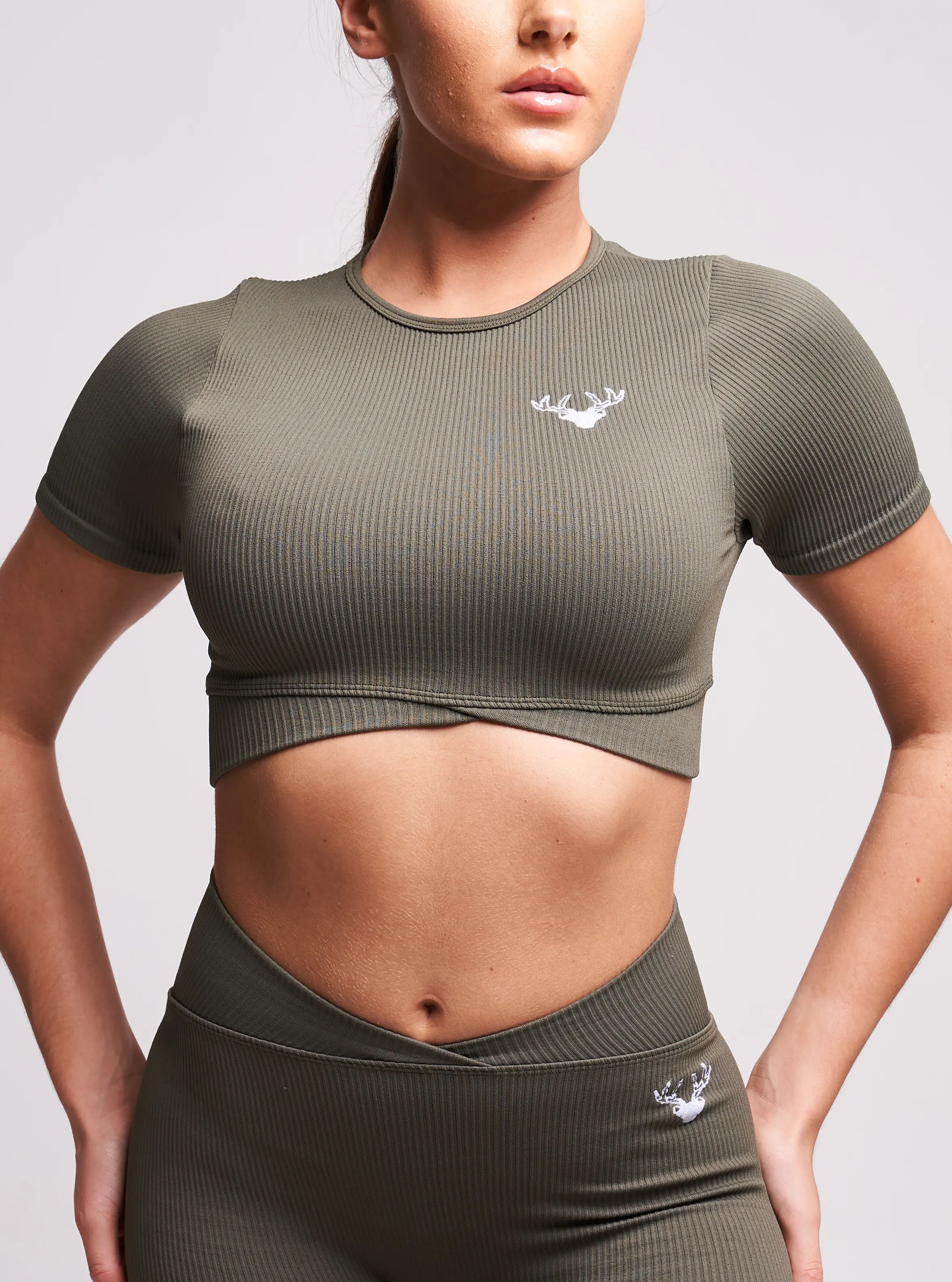Fina Recycled Rib Cris Cross Crop Top – Petrol | Sustainable Fashion, Women's Workout & Casual Wear | Perfect for Yoga, Gym & Street Style