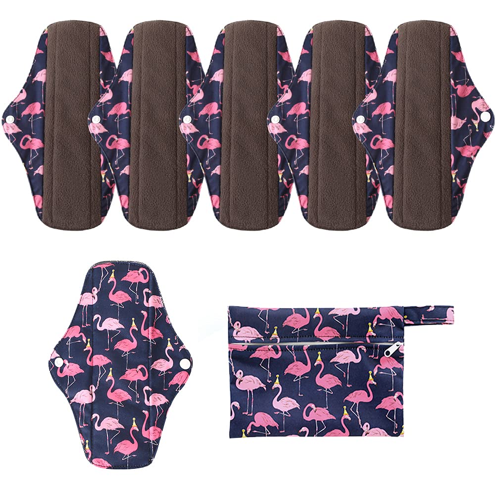 7pcs Bamboo Reusable Sanitary Pads Set - Washable & Absorbent for Travel & Gym