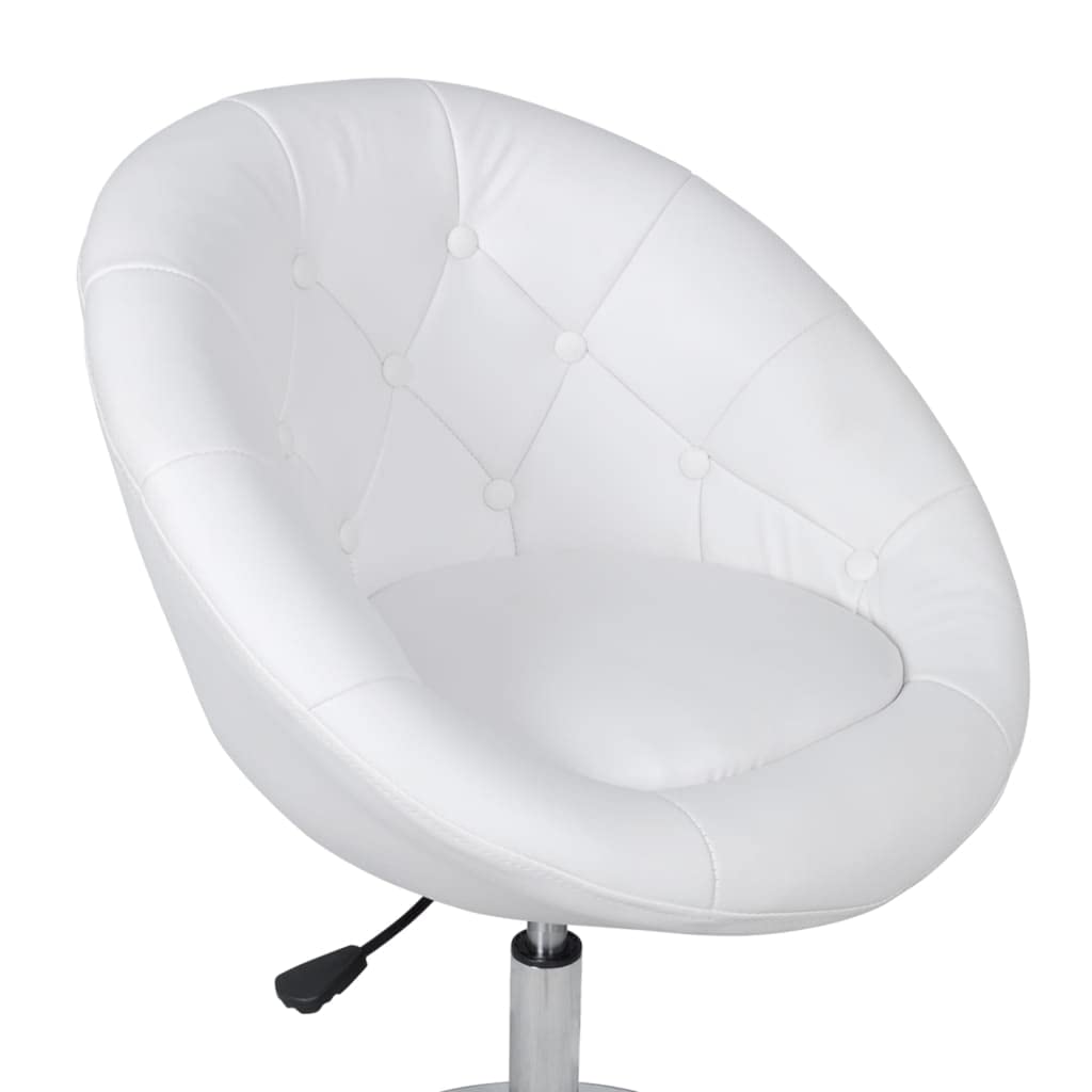 SKM White Faux Leather Bar Stools Set of 2 - Modern Kitchen Counter Height Stools for Dining Room, Bar, or Breakfast Nook (Model 5691)