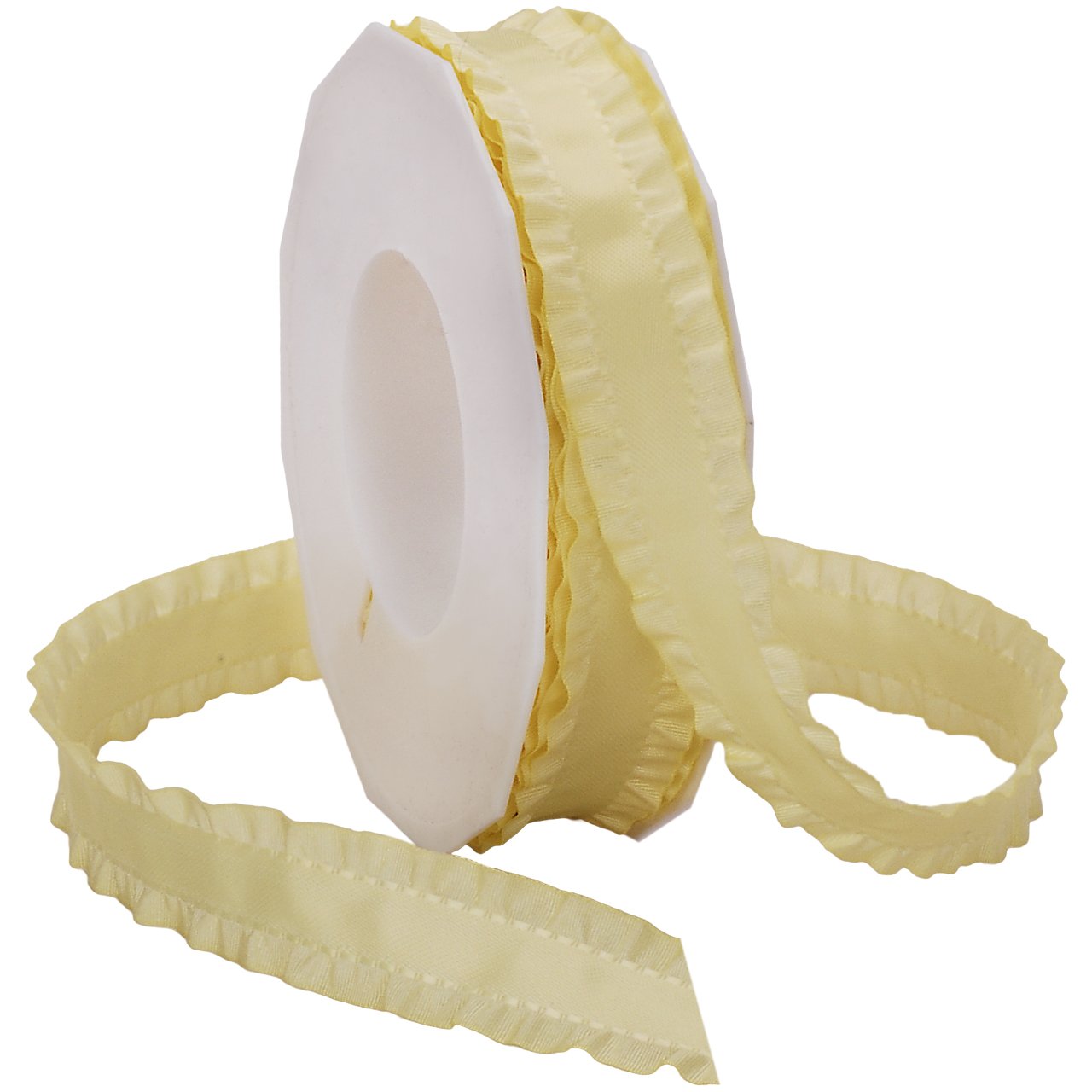 Morex Double Ruffle Ribbon - 7/8 Inch x 16.5 Yards Maize Yellow Decorative Ribbon for Gift Wrapping, DIY Crafts, Scrapbooking & Party Decorations