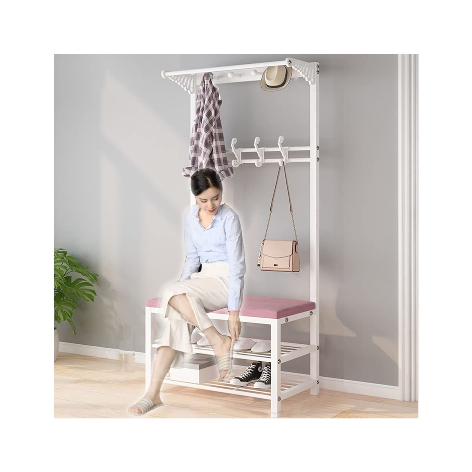 YXYECEIPENO Hall Tree with Bench & Shoe Storage - Coat Rack Entryway Organizer with Soft Cushion, Shoe Cabinet & Storage Seat - Perfect for Entryway, Bedroom, Dressing Room & Retail Stores