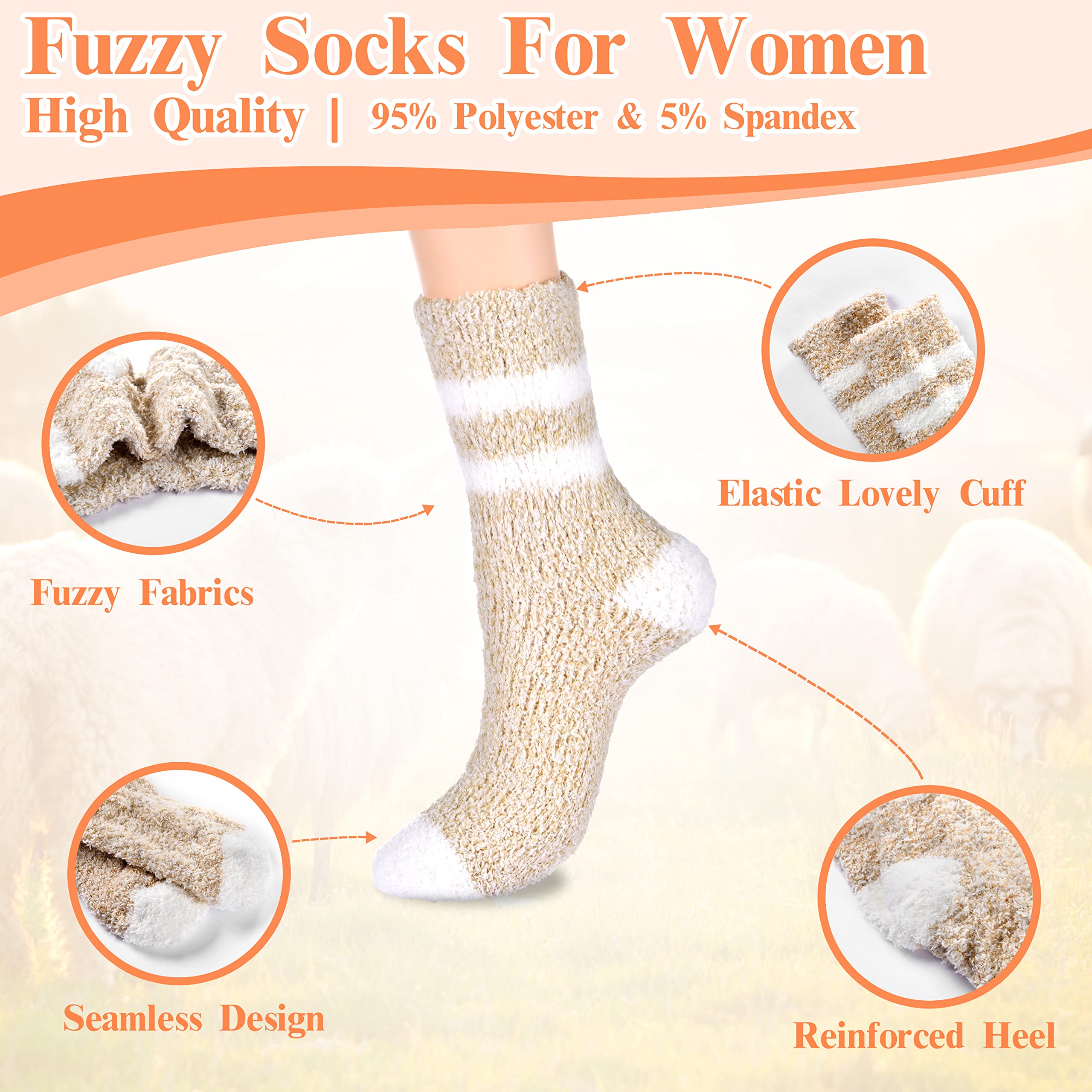 Women's Fuzzy Cozy Slipper Socks - Ultra Soft Warm Winter Socks for Indoor & Outdoor Use - Perfect for Home, Office, and Travel Comfort