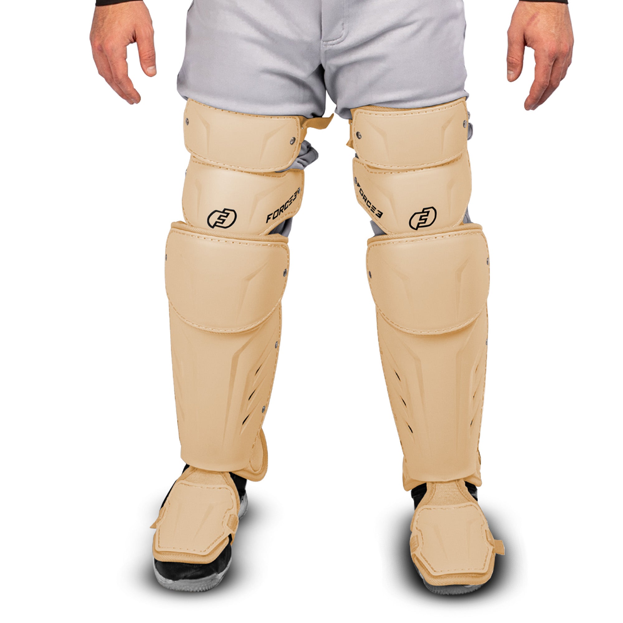 FORCE3 XS3® PRO ELITE Baseball Catcher Leg Guards - Lightweight Protective Gear for PitchCom® System - Perfect for Intermediate Players & Youth Leagues