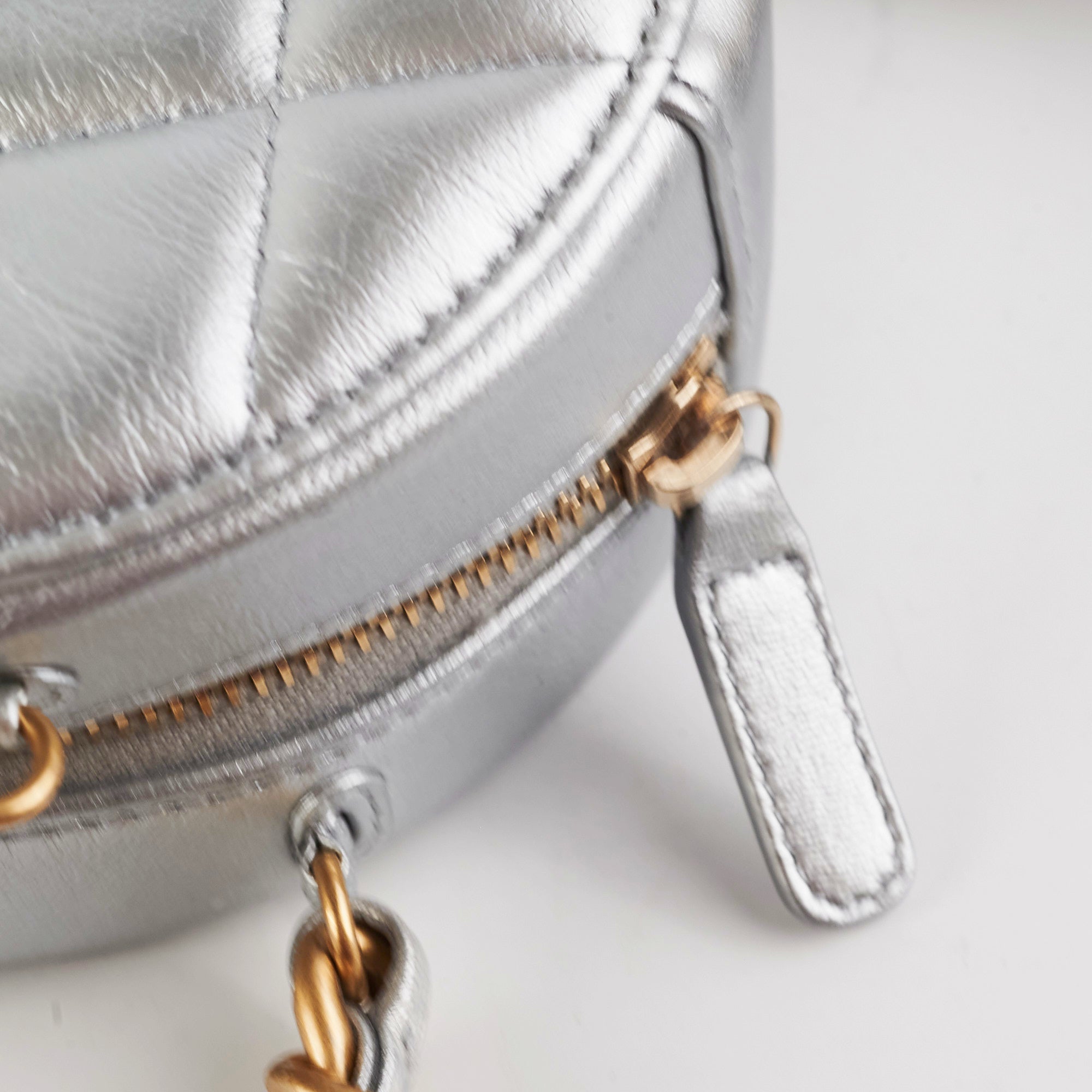 Chanel 19 Round Clutch Bag in Metallic Silver - Luxury Designer Handbag for Women | Perfect for Evening Parties, Weddings & Special Occasions