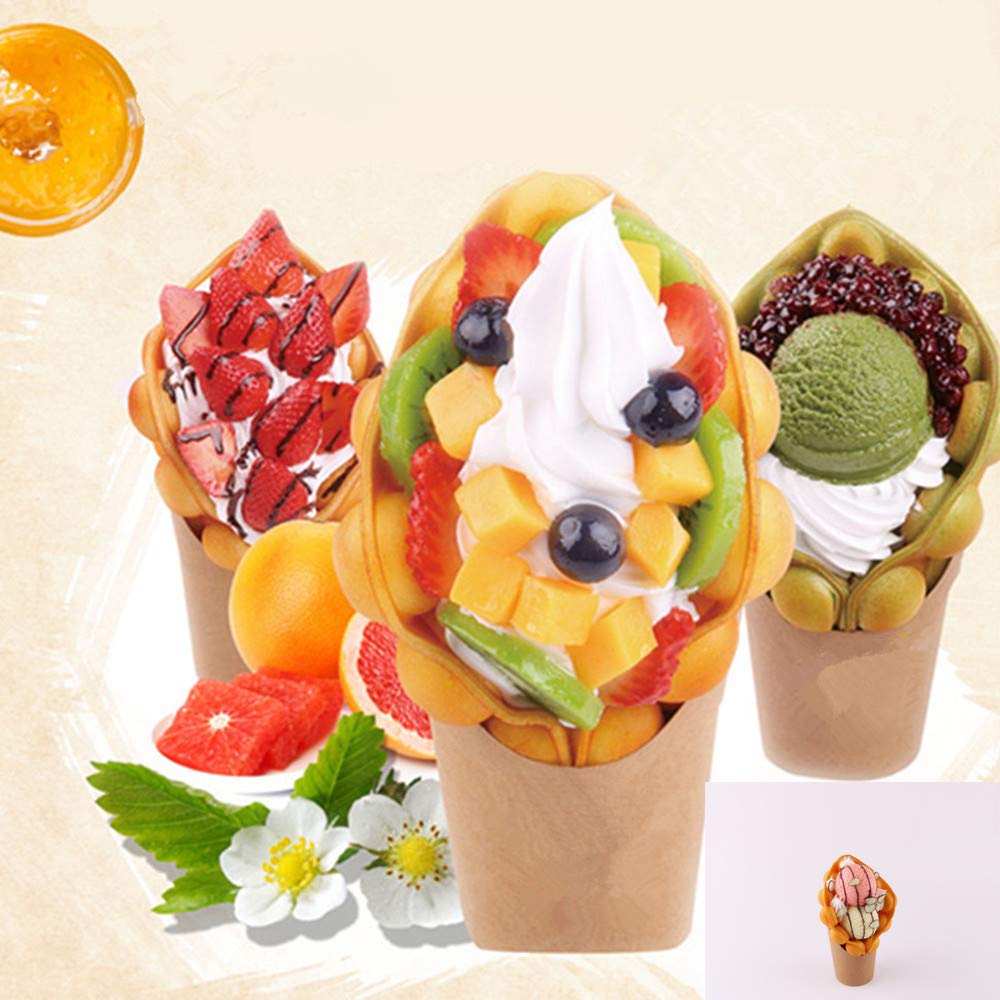 KINGZHUO 14oz 100-Pack Disposable Kraft Paper Ice Cream Cups - Eco-Friendly Party Dessert Containers for Frozen Treats, Waffles, French Fries & Snacks - Perfect for Birthday Parties, Picnics & Food Trucks (100 Pcs)