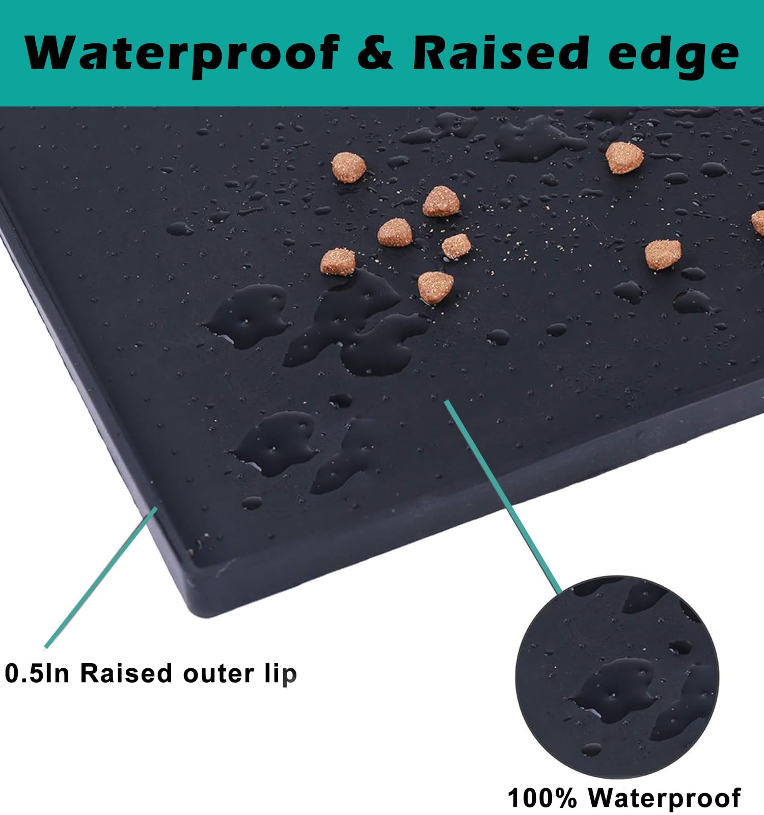 Waterproof Silicone Trash Can Mat with Raised Edge - 11.8