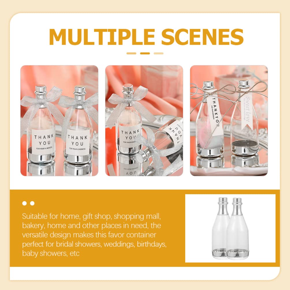 20-Piece Metallic Silver Plastic Candy Bottles - Mini Candy Jars for Party Favors, Baby Shower & Birthday Celebrations - Perfect for Wedding Decorations, Candy Buffets & Gift Packaging