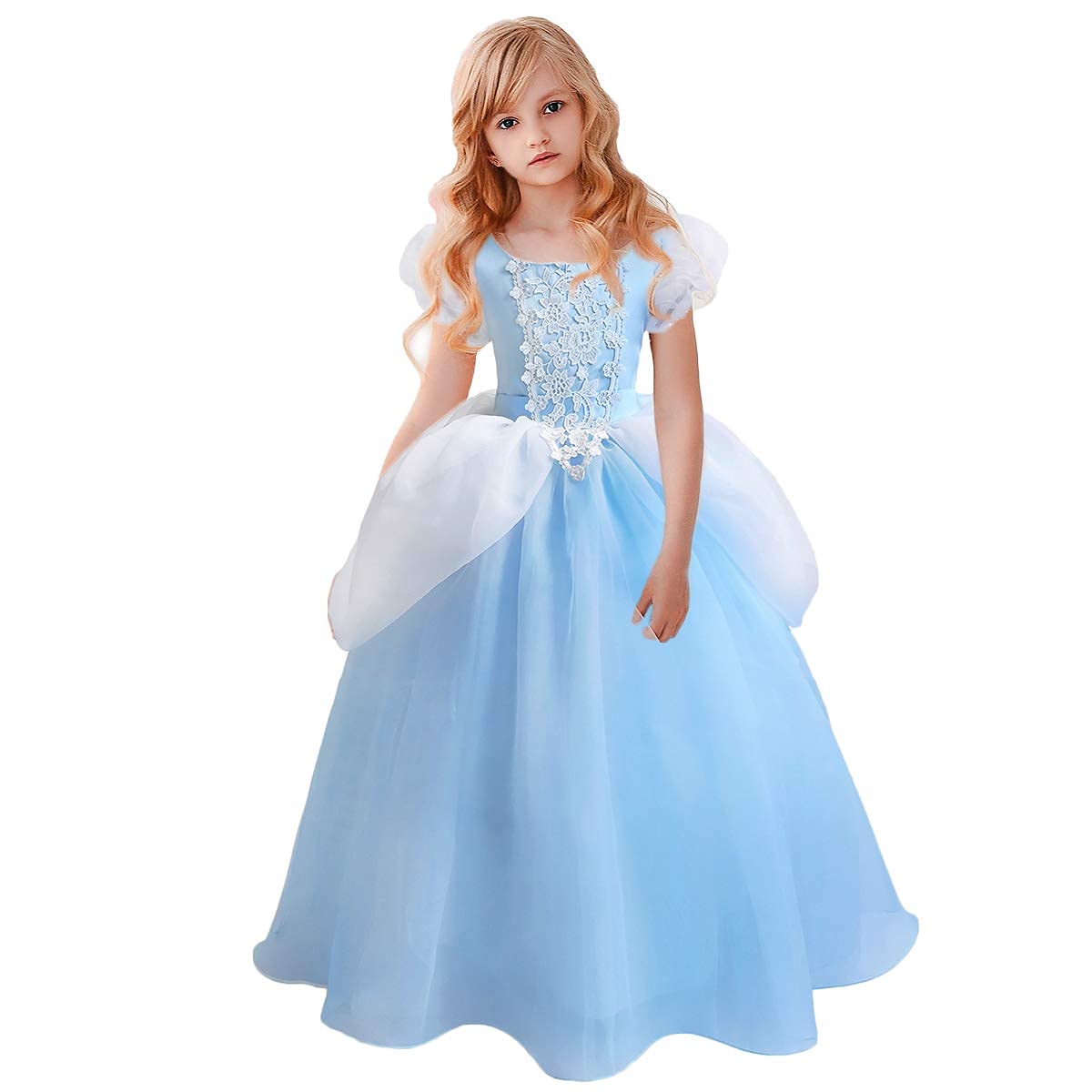 Cinderella Princess Dress for Girls Ages 2-11 | Halloween Costume, Birthday Party, Cosplay & Dress-Up Play | Blue Fairy Tale Gown with Gloves & Tiara Accessories