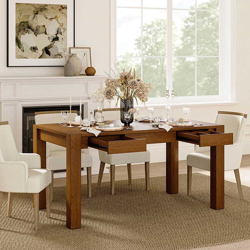 Stylish Hilaria Solid Wood Dining Table with Sturdy Thick Wooden Legs - Perfect for Family Gatherings & Dinner Parties