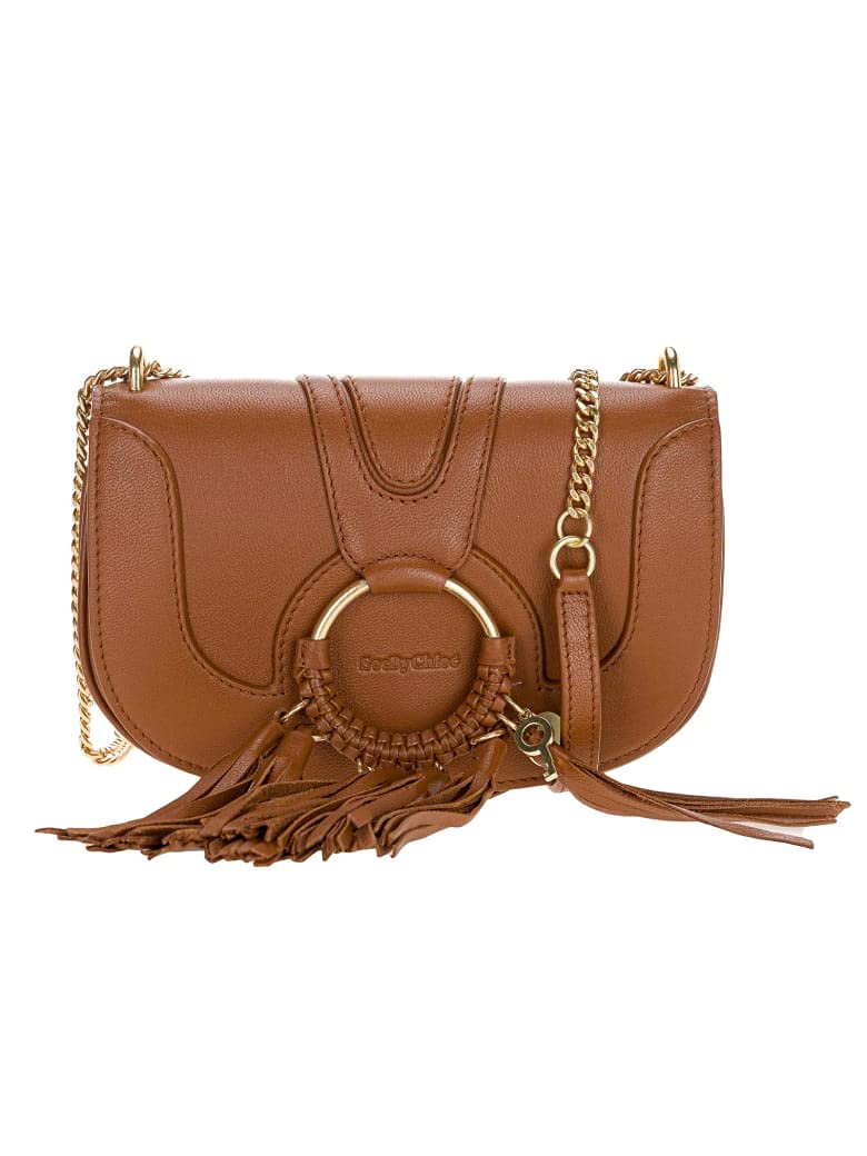 See by Chloe Women's Hana Caramello Evening Handbag Crossbody Purse with Tassel Trim - Perfect for Date Nights, Parties & Special Occasions