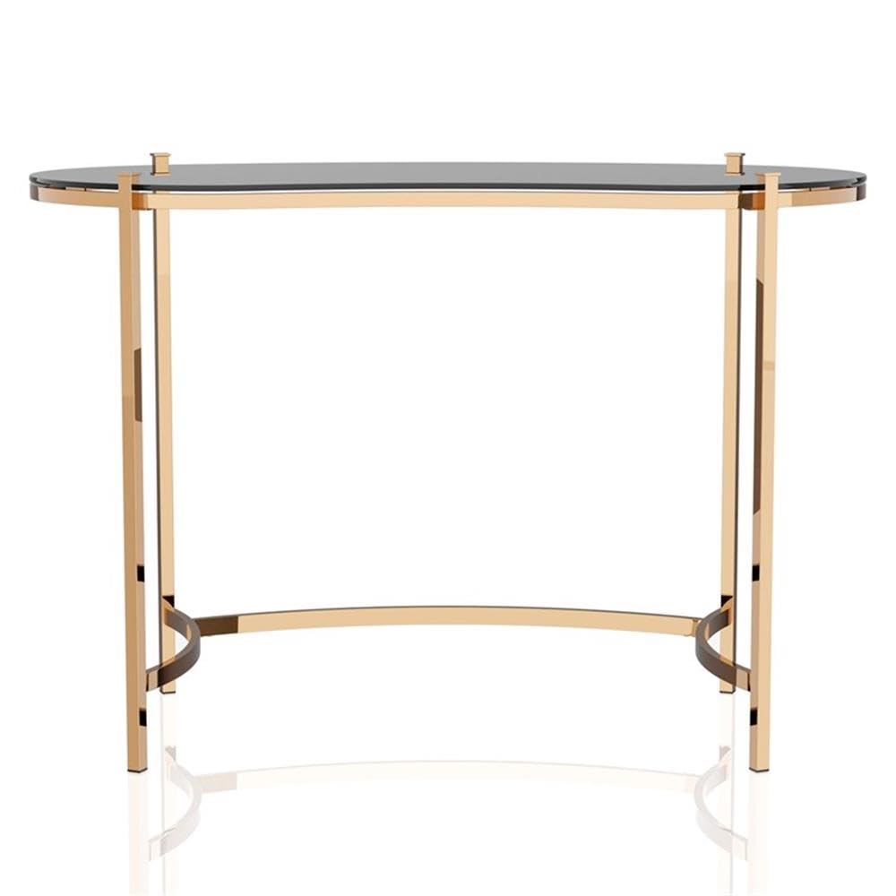 Furniture of America Lythy Contemporary Gold Glass Top Desk - Modern Home Office & Study Writing Table for Work & Remote Learning