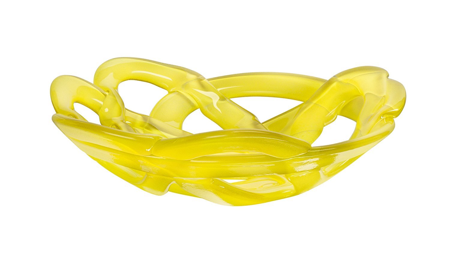 Kosta Boda Small Yellow Glass Basket Bowl - Handmade Swedish Art Glass for Home Decor, Fruit Display & Gift Giving
