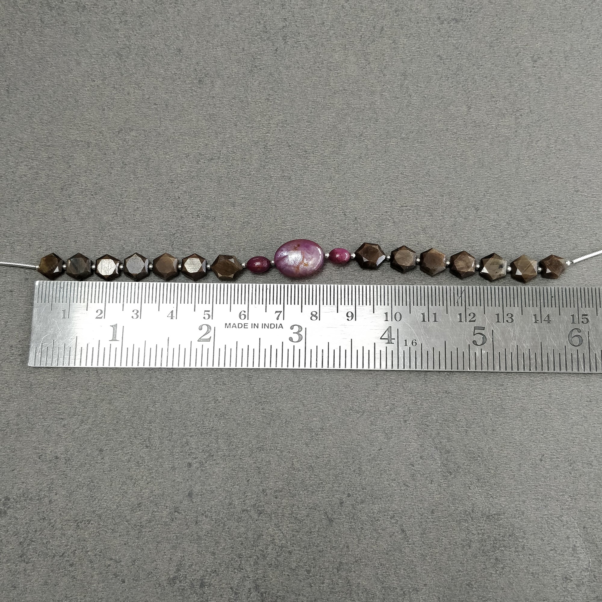 Natural Chocolate Sapphire & Star Ruby Gemstone Cabochon Loose Beads - 41.40cts Hexagon & Oval Shape (7x6mm to 14x11mm) for Jewelry Making, DIY Crafts, Beading Projects - Perfect for Necklaces, Bracelets, Earrings & Boho Style Accessories