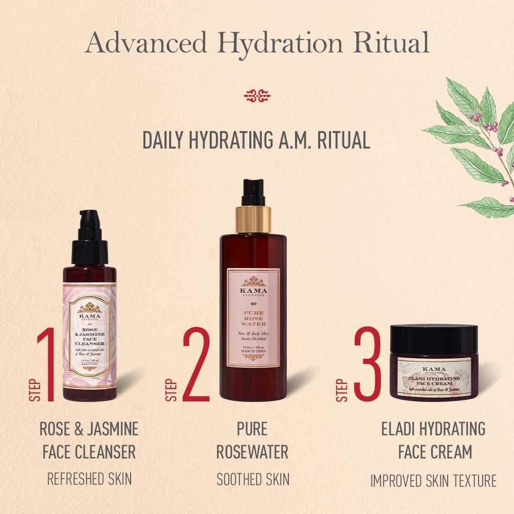 Pure Ayurvedic Rose Water by Kama - Natural Face Toner & Hydrating Mist for Glowing Skin | Perfect for Daily Skincare, Makeup Setting & Aromatherapy