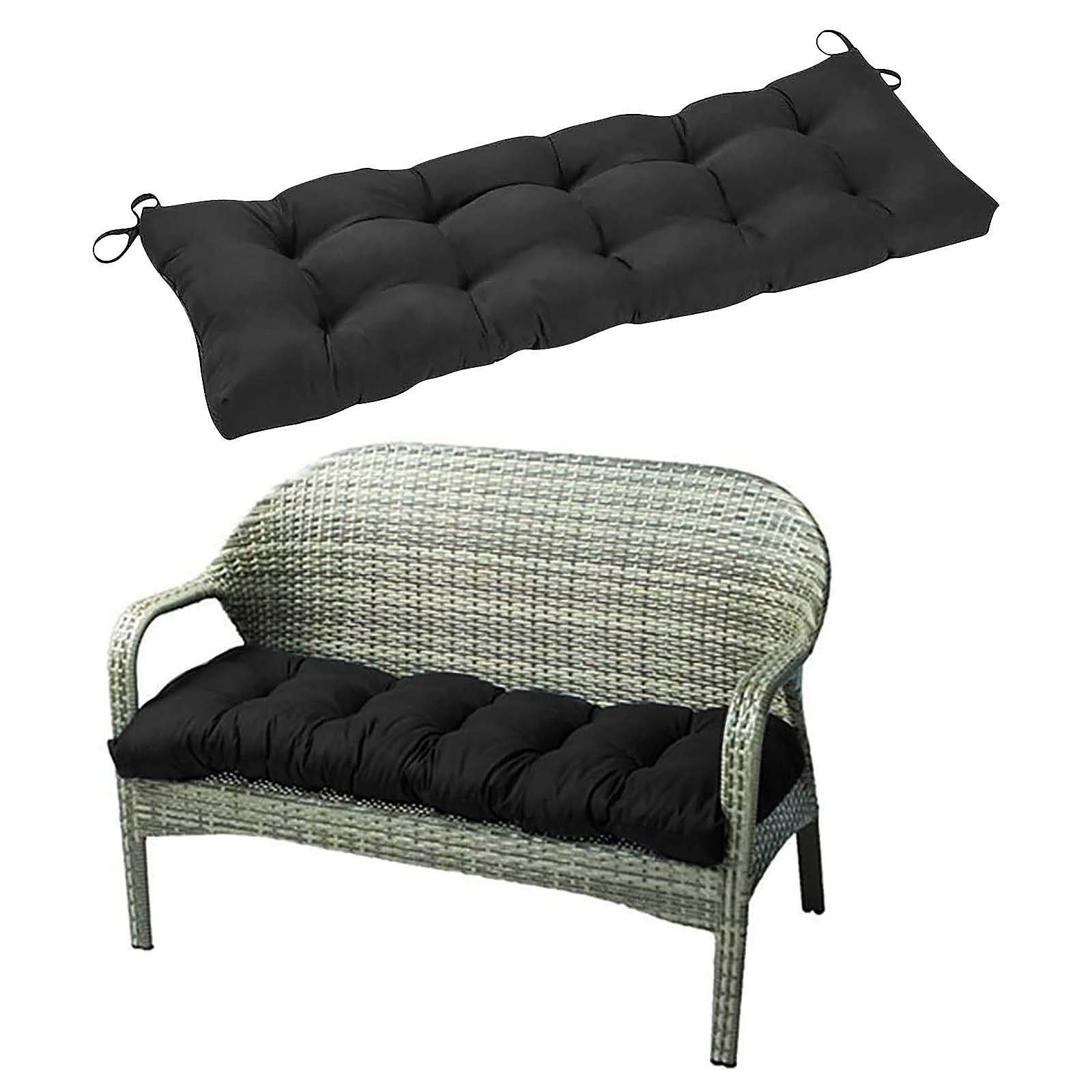 Premium Indoor/Outdoor Garden Bench Cushion - Thick & Weather-Resistant Swing Chair Replacement Pad - Comfortable Loveseat Lounge Cushion for Patio Furniture, Porch Swing, and Backyard Seating (Black) - Perfect for Relaxing in Your Garden, Deck, or Poolside