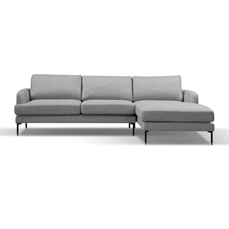 TIANA 3-Seater Sofa with Right Chaise Lounge - Modern Grey Fabric Sectional Couch for Living Room, Lounge & Small Spaces