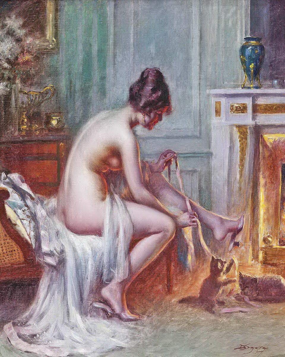 Berkin Arts Delphin Enjolras Giclee Print - Famous Painting Reproduction on Premium Paper - Fine Art Wall Decor Poster (Young Cats) - Perfect for Living Room, Bedroom & Office Decor