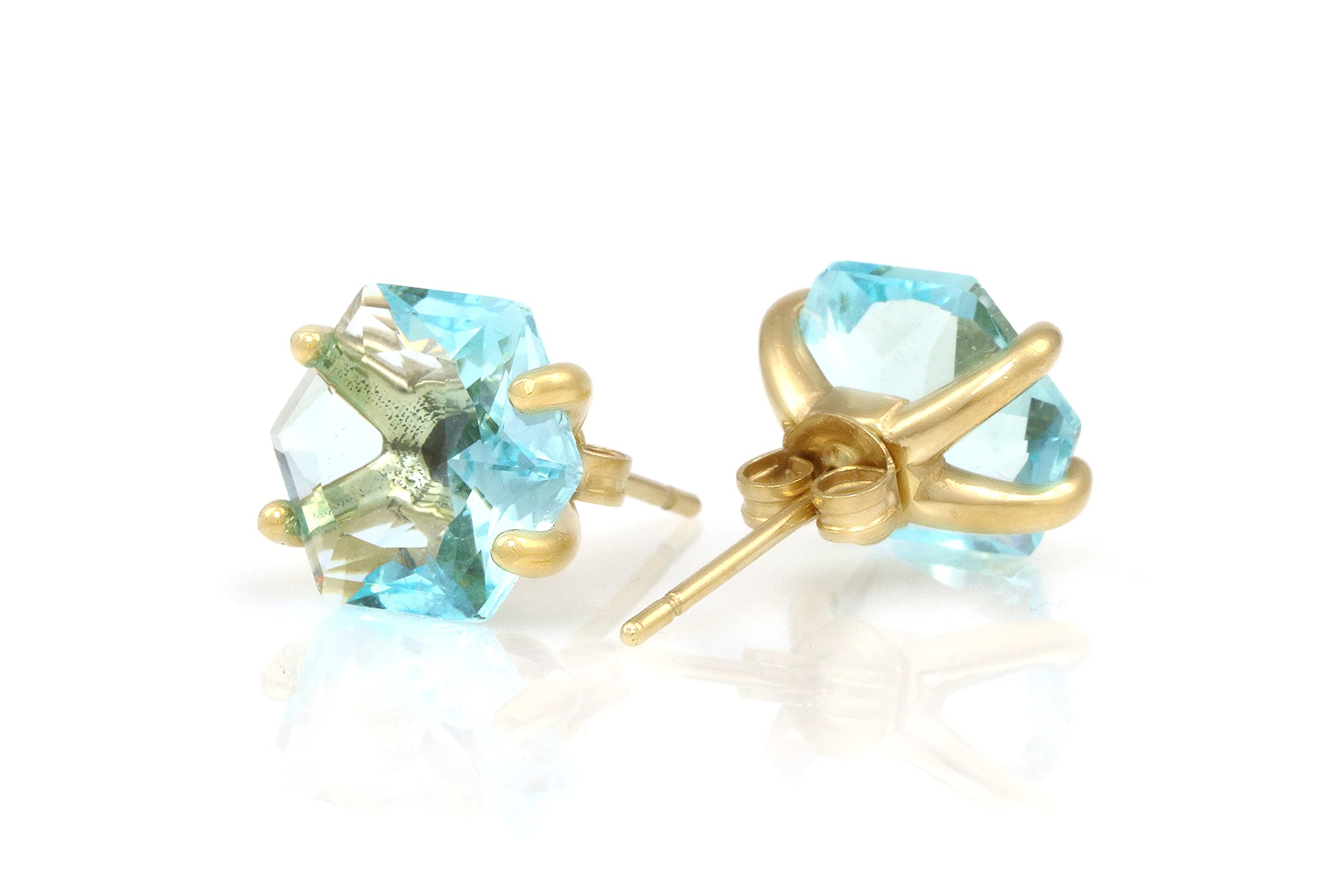 Anemone Gold Blue Topaz Earrings - Handmade Statement Jewelry for Women - Unique Bridal & Fashion Earrings - Perfect Gift for Her - Ideal for Weddings, Parties & Special Occasions