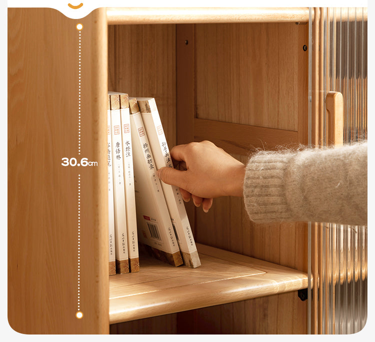 Solid Beech Wood Sliding Door Side Cabinet - Modern Storage Solution for Bedroom, Living Room & Office