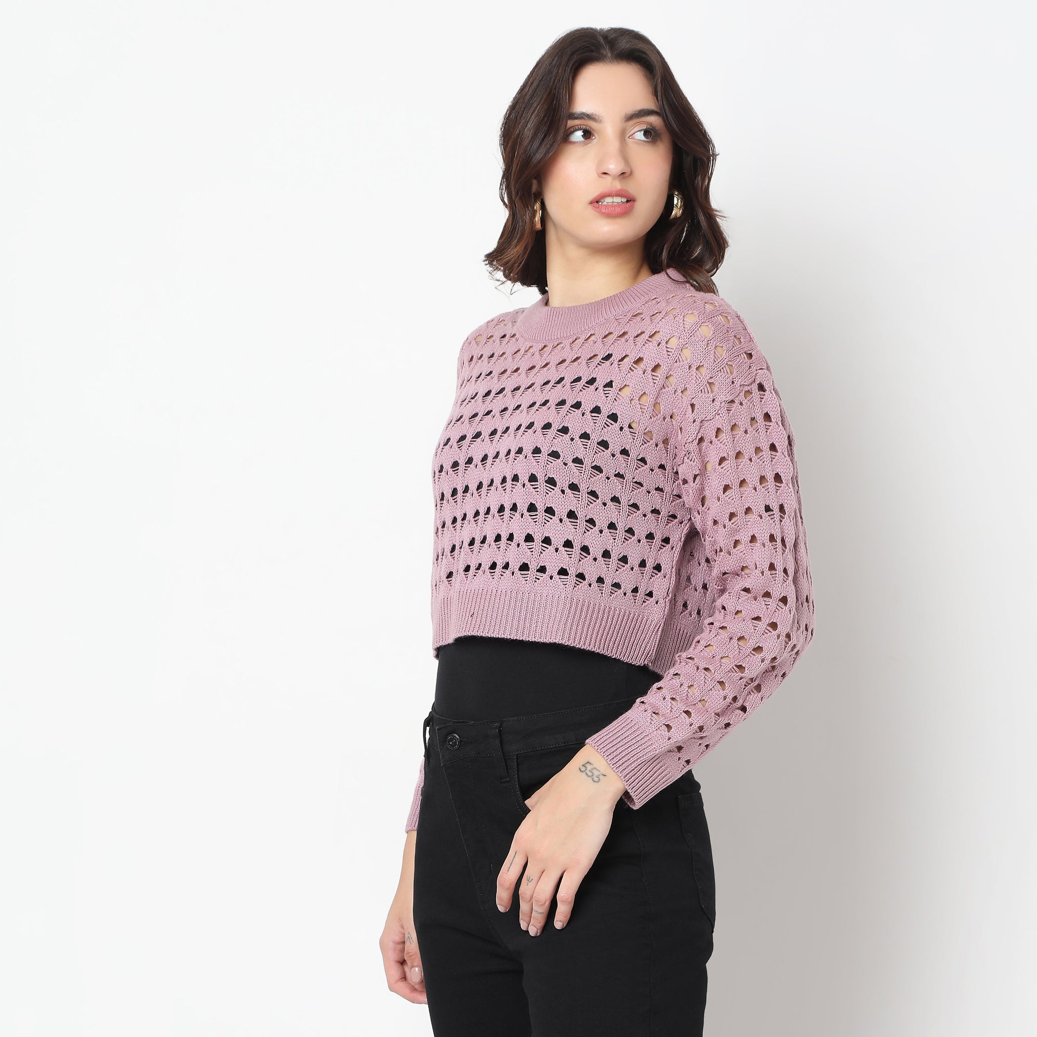 Women's Full Sleeve Ribbed Hem Knit Top - Soft Stretch Casual T-Shirt for Fall & Winter | Perfect for Layering, Office Wear & Weekend Outfits