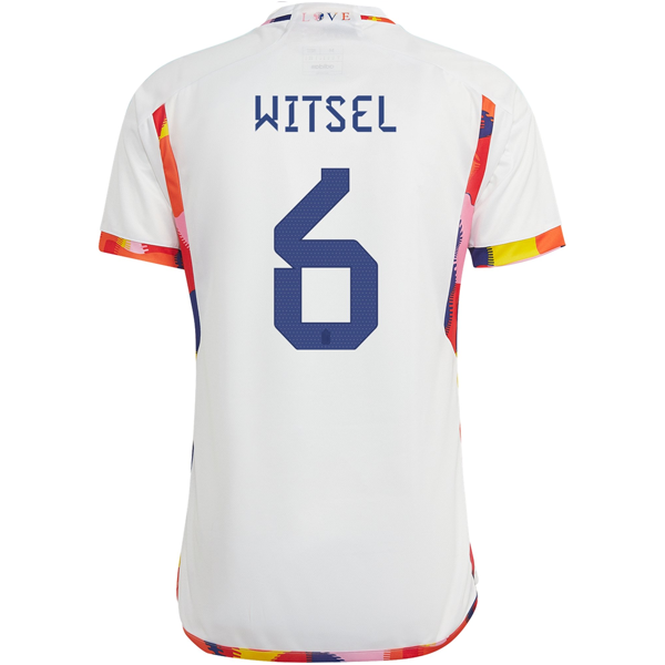 Adidas Belgium Axel Witsel Away Jersey 22/23 - White/Multi Color Soccer Shirt - Official Football Jersey for Fans & Players - Perfect for Matchdays & Sports Events