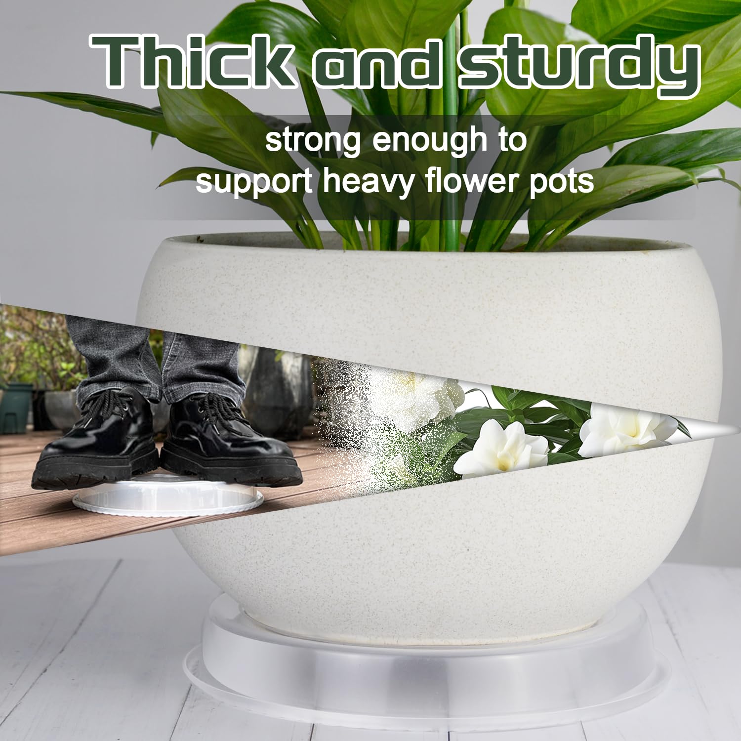 6 Pack Heavy Duty Clear Plastic Plant Saucers - 6