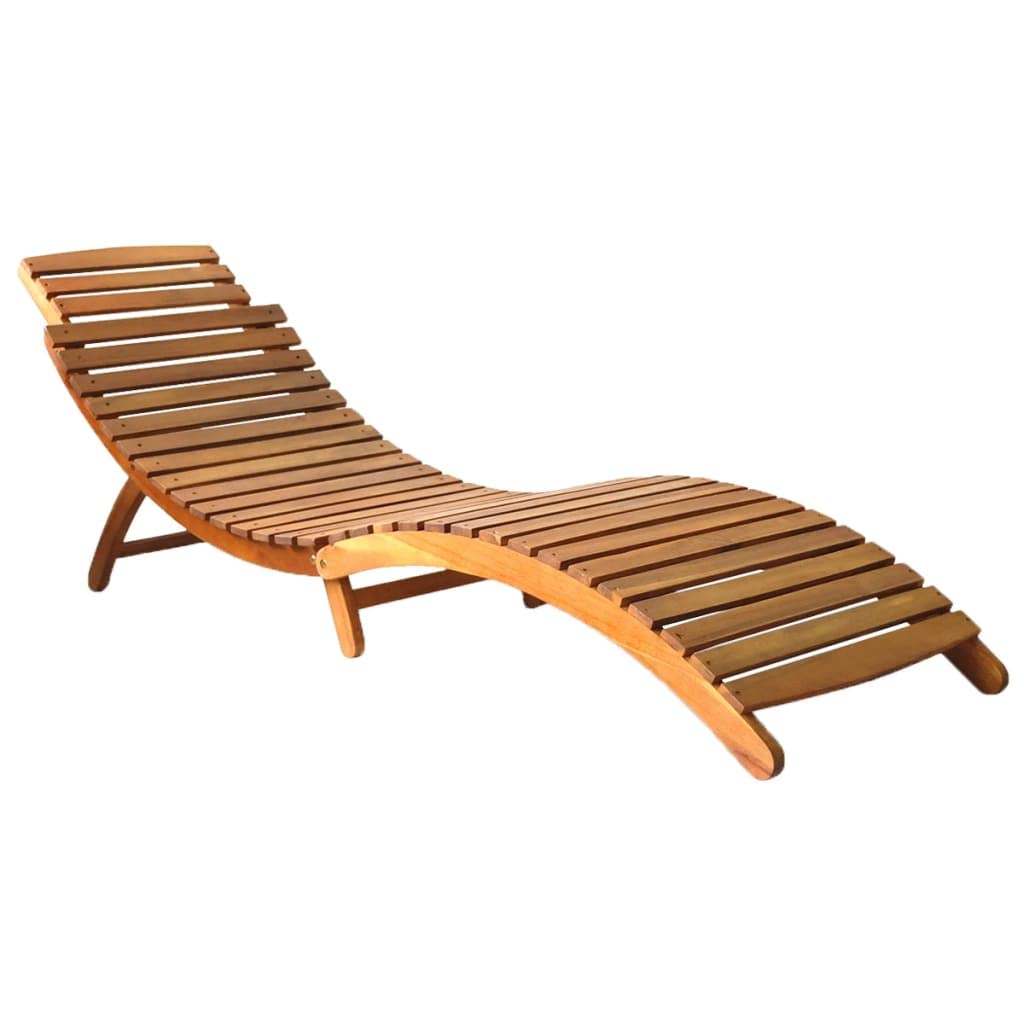 Foldable Acacia Wood Chaise Lounge Chair - Portable Adjustable Patio Sun Lounger for Outdoor Camping, Beach, Poolside & Backyard Relaxation | Solid Brown Wooden Sunbathing Recliner