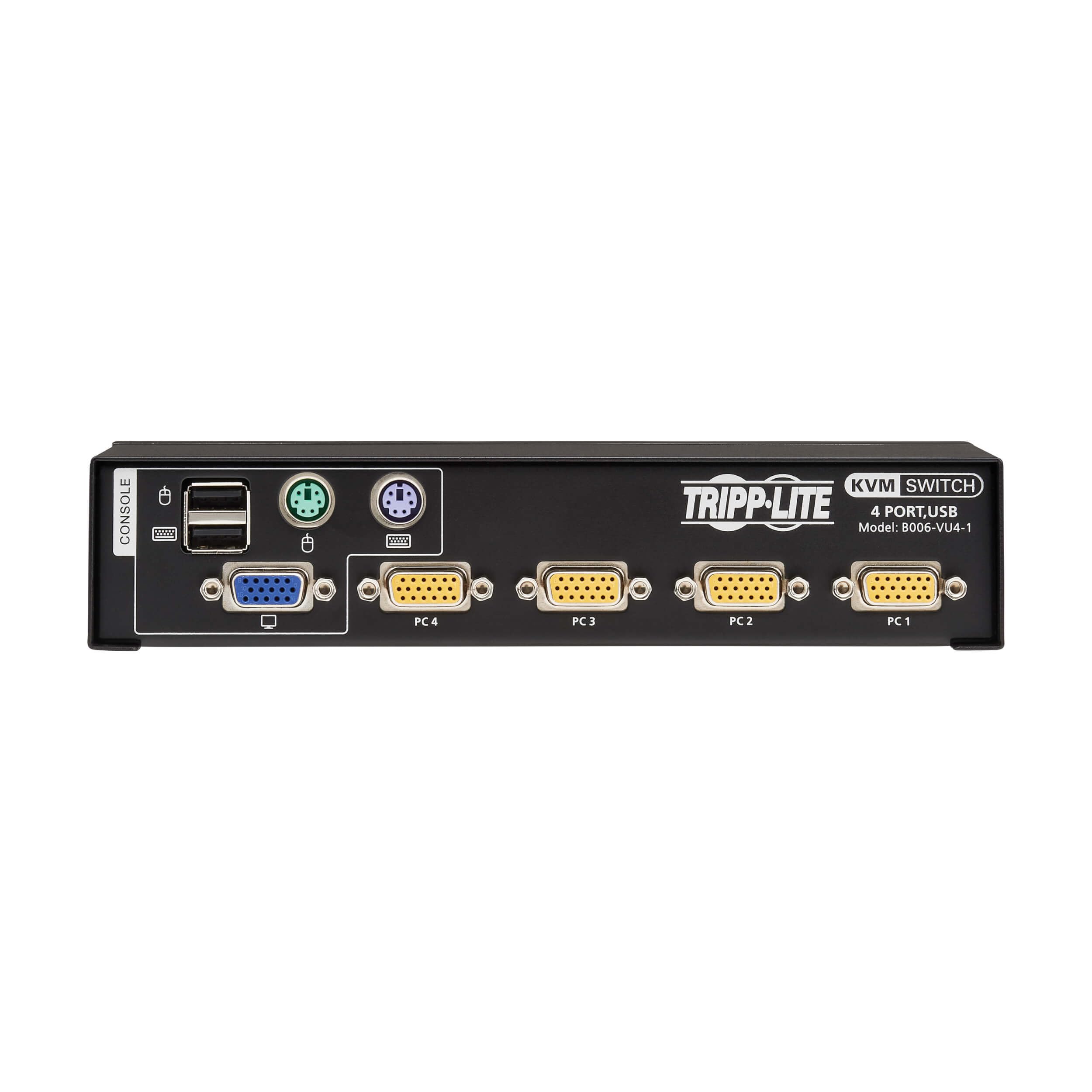 Tripp Lite 4-Port KVM Switch with VGA & USB/PS2 Ports - Control 4 Computers with 1 Monitor for Windows, Mac, Linux - Plug & Play for Home Office, Gaming & IT Workstations - 3 Year Warranty (B006-VU4-1)
