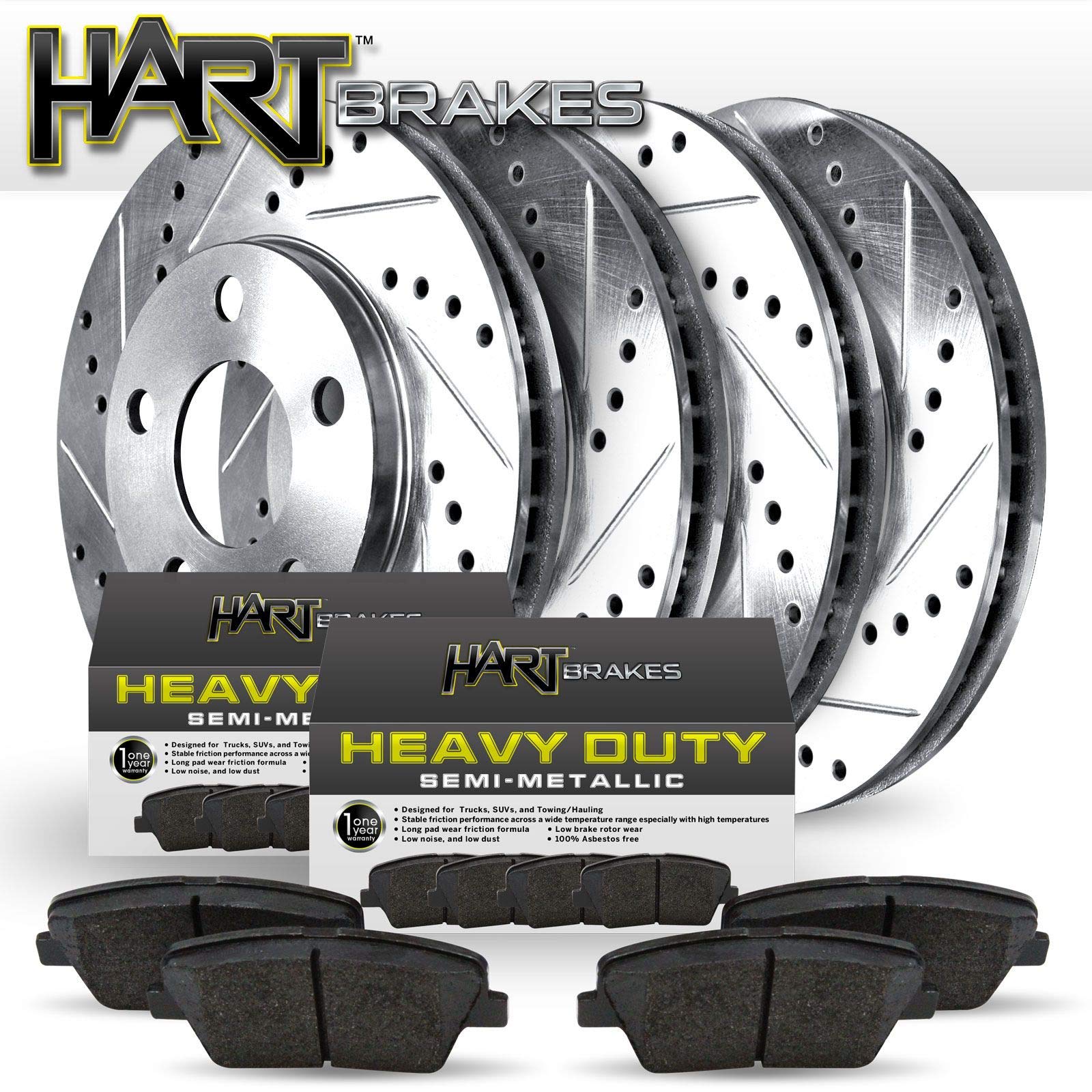 Premium Hart Brakes Front & Rear Brake Pads and Rotors Kit - Heavy Duty Performance for Trucks, SUVs & Commercial Vehicles | PHCC.66063.04 | Ideal for Off-Roading, Towing & High-Performance Driving