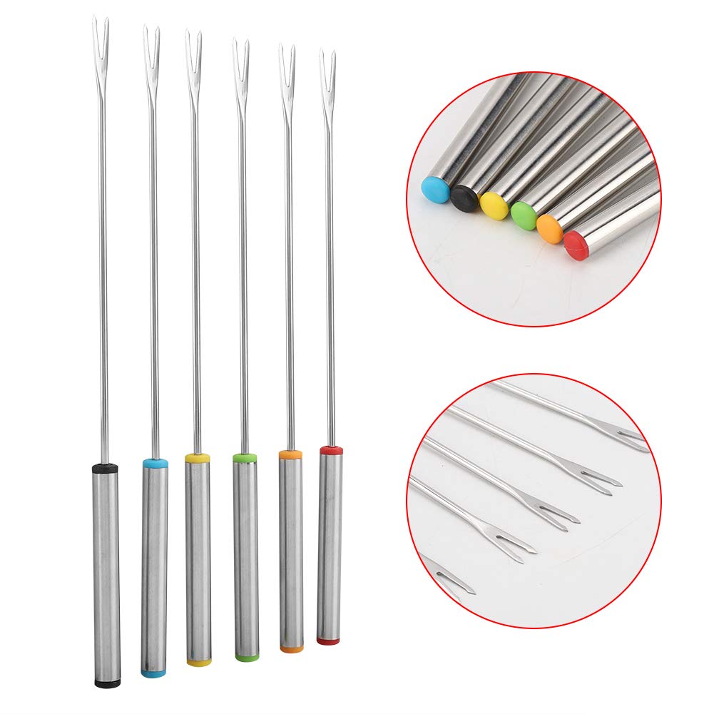 Premium Stainless Steel Fondue Forks Set - 6-Piece Chocolate & Cheese Fondue Forks for Chocolate Fountain, Melting Pot, Party, and Home Entertaining