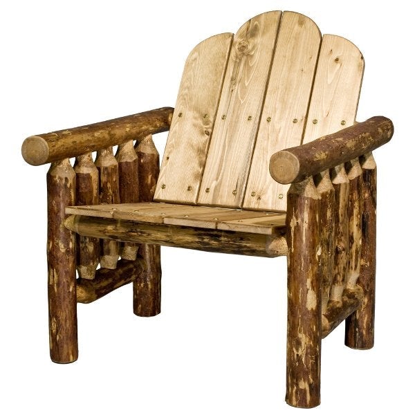 Premium Glacier Country Log Deck Chair - Heavy Duty Outdoor Wooden Chair for Patio, Garden, and Camping - Perfect for Relaxing by the Fire Pit or Lakeside