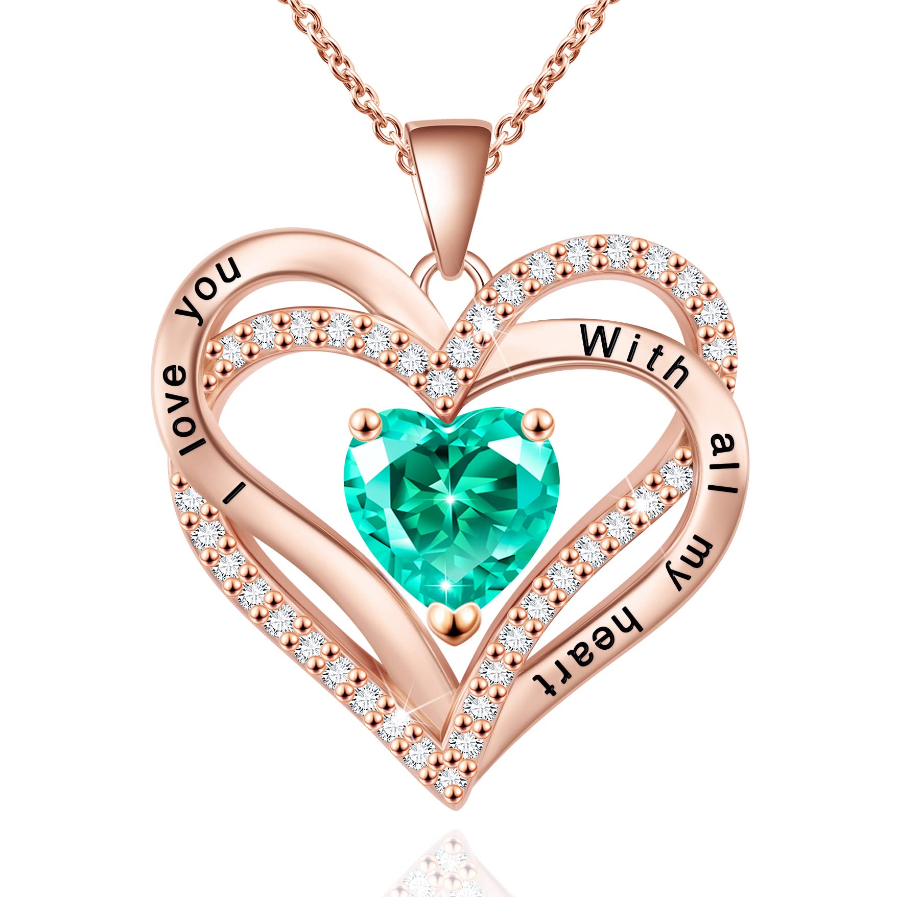 Birthstone Necklace for Women & Girls - 5A Zirconia Heart Pendant Jewelry Gift for Wife, Girlfriend, Mom | Anniversary, Birthday, Mother's Day Present | Perfect for Romantic Occasions & Special Celebrations