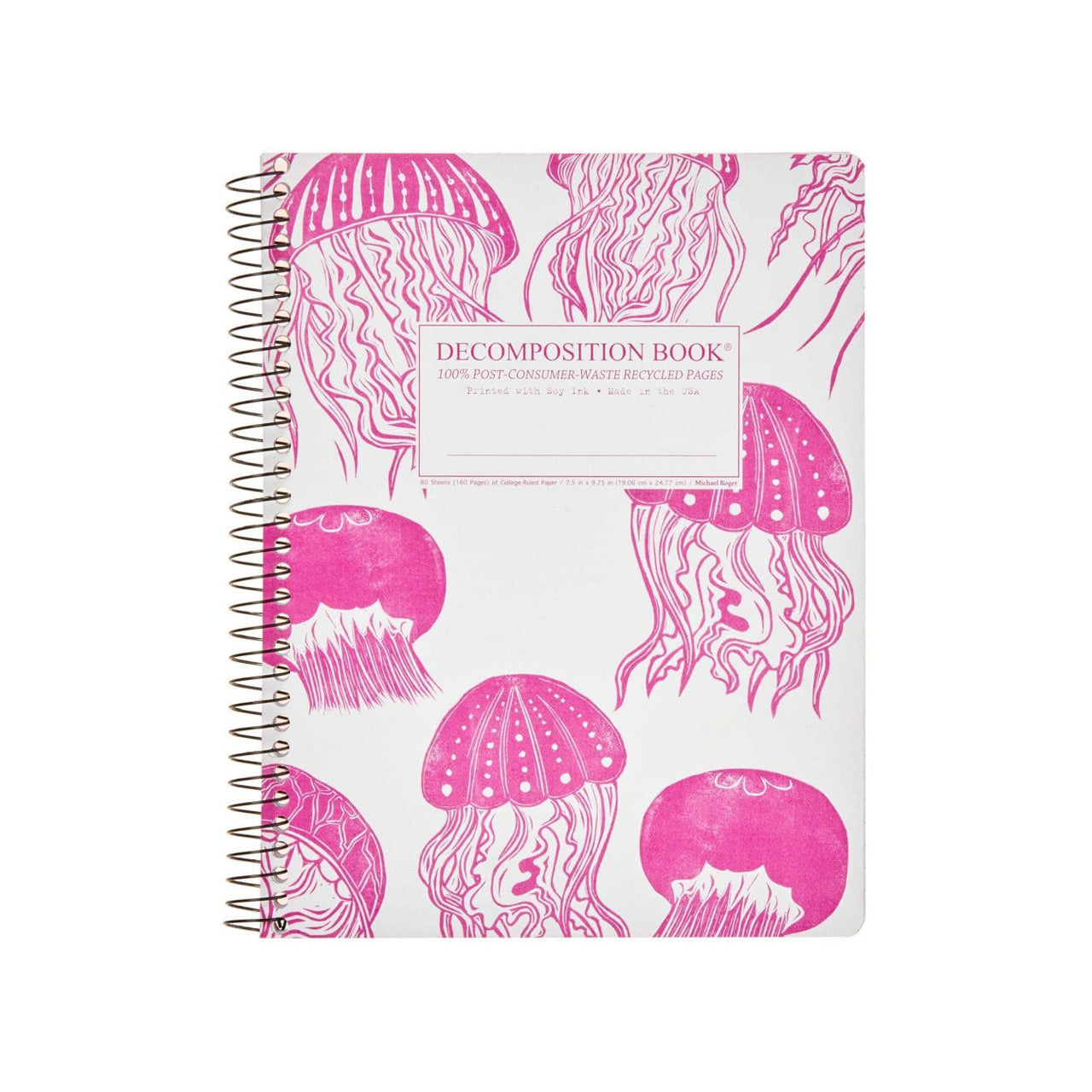 Premium Jellyfish Design Large Spiral Notebook - 8.5