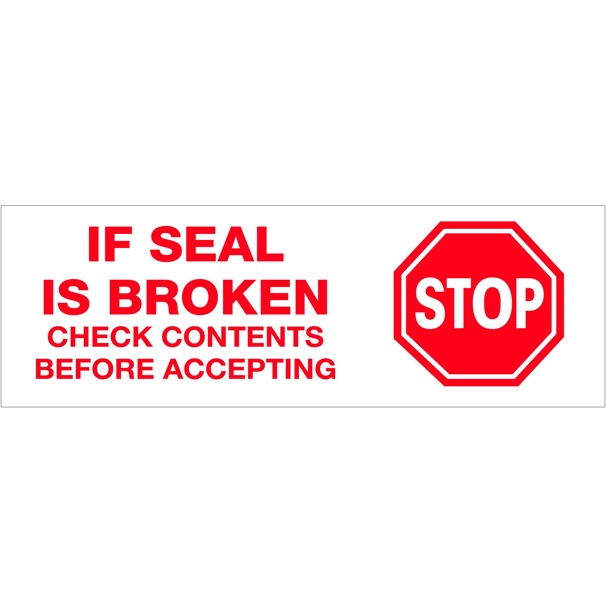 Tape Logic 3 Inch x 110 Yards Pre-Printed Packing Tape with 'Stop If Seal is Broken' Warning - 2.2 Mil Thick Red/White Shipping Tape (6 Pack) for Secure Packaging, Moving Boxes, Office & Home Use | Ideal for Ecommerce, Warehouse, and Mailroom Security