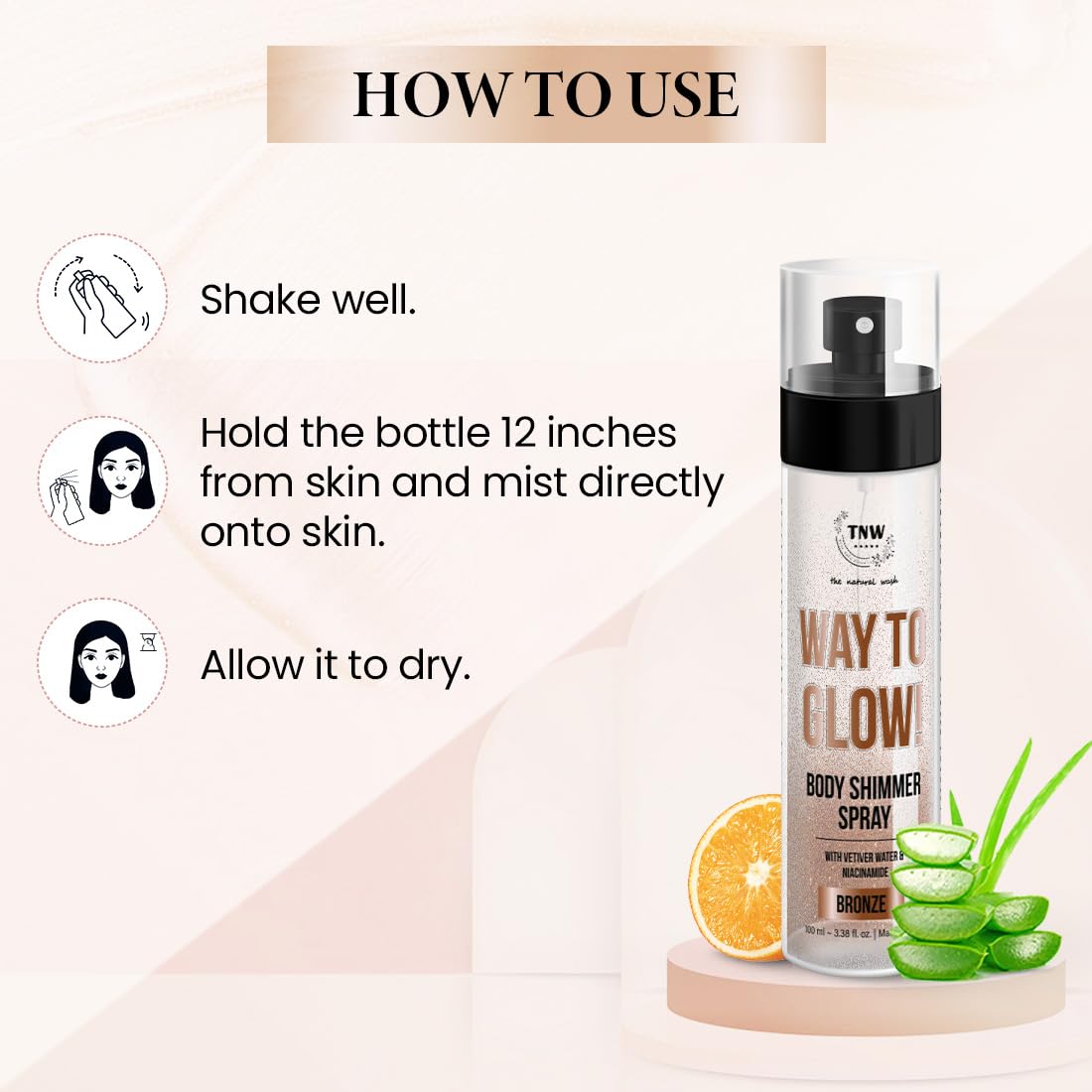 TNW The Natural Wash Glow Body Shimmer Spray - 120ml | Nourishing & Skin-Enhancing Formula for Radiant Skin | Vegan, Cruelty-Free | Perfect for Parties, Weddings & Daily Glow Boost