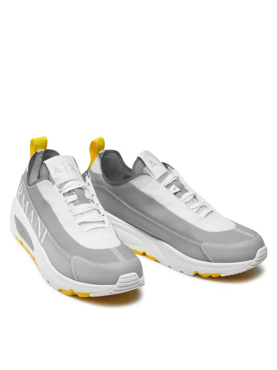 Armani Exchange Grey & Yellow Sneakers for Men - Stylish Casual Shoes for Walking, Running & Everyday Wear