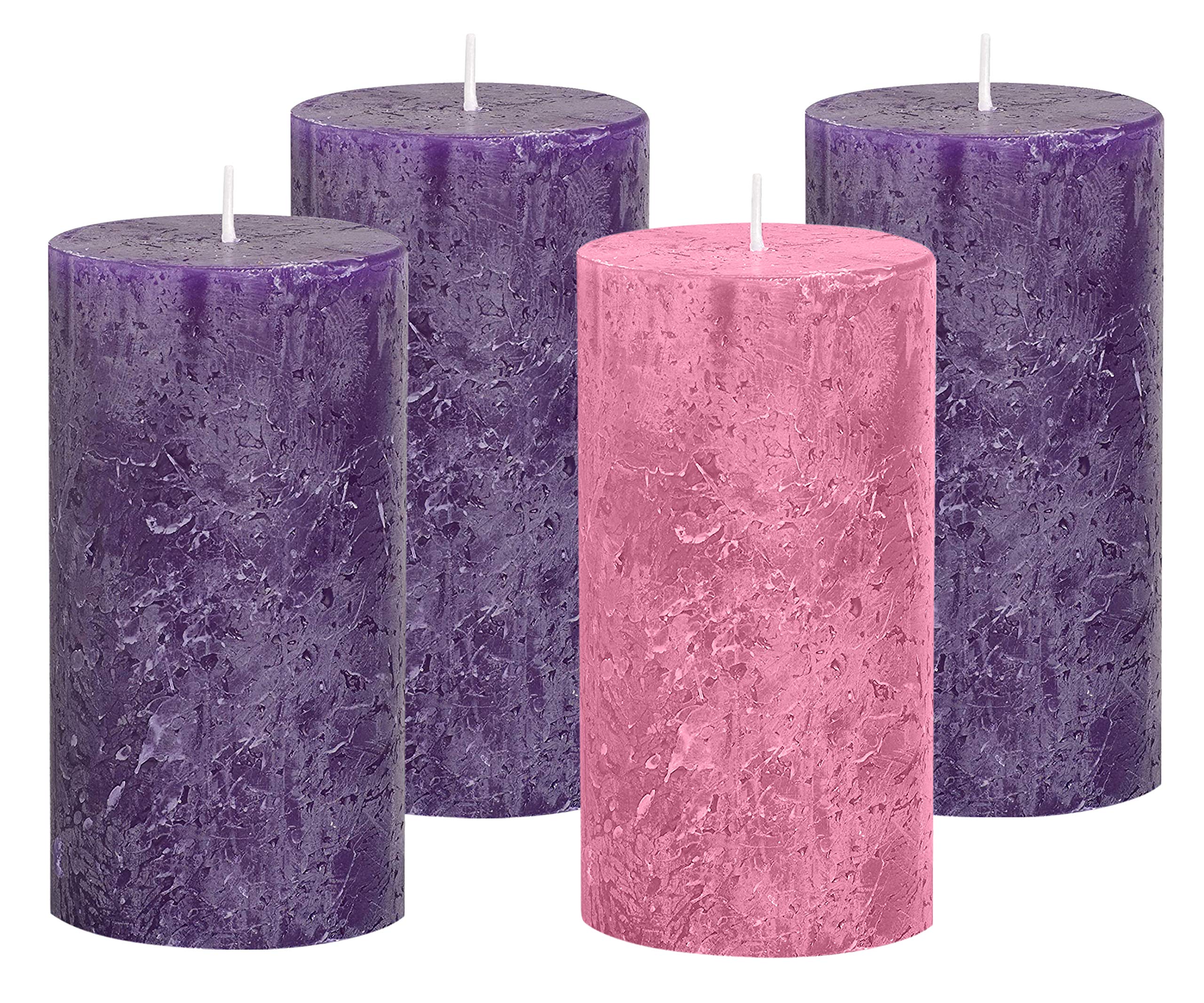 Premium Advent Candle Set of 4 - Handmade Rustic Pillar Candles for Christmas - USA Made Unscented Church & Home Decor - Perfect for Advent Wreaths, Rings, Candle Holders - Ideal for Holiday Tablescapes, Church Altars & Festive Home Decorations