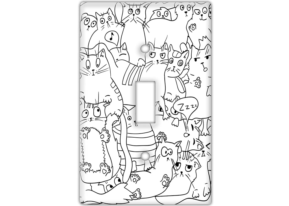 Decorative Cat-Themed Wall Switch Cover Plate - Cute Cat Lovers Gift for Home Decor (Single Toggle Switch) - Perfect for Living Room, Bedroom & Nursery