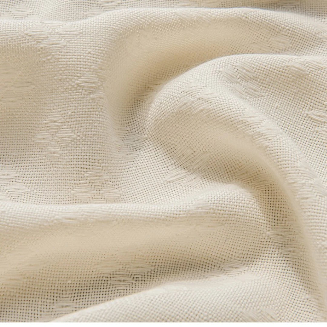 Eleanor Ivory Mesh Embossed Custom Semi-Sheer Curtains - Elegant Window Treatment for Living Room, Bedroom & Nursery