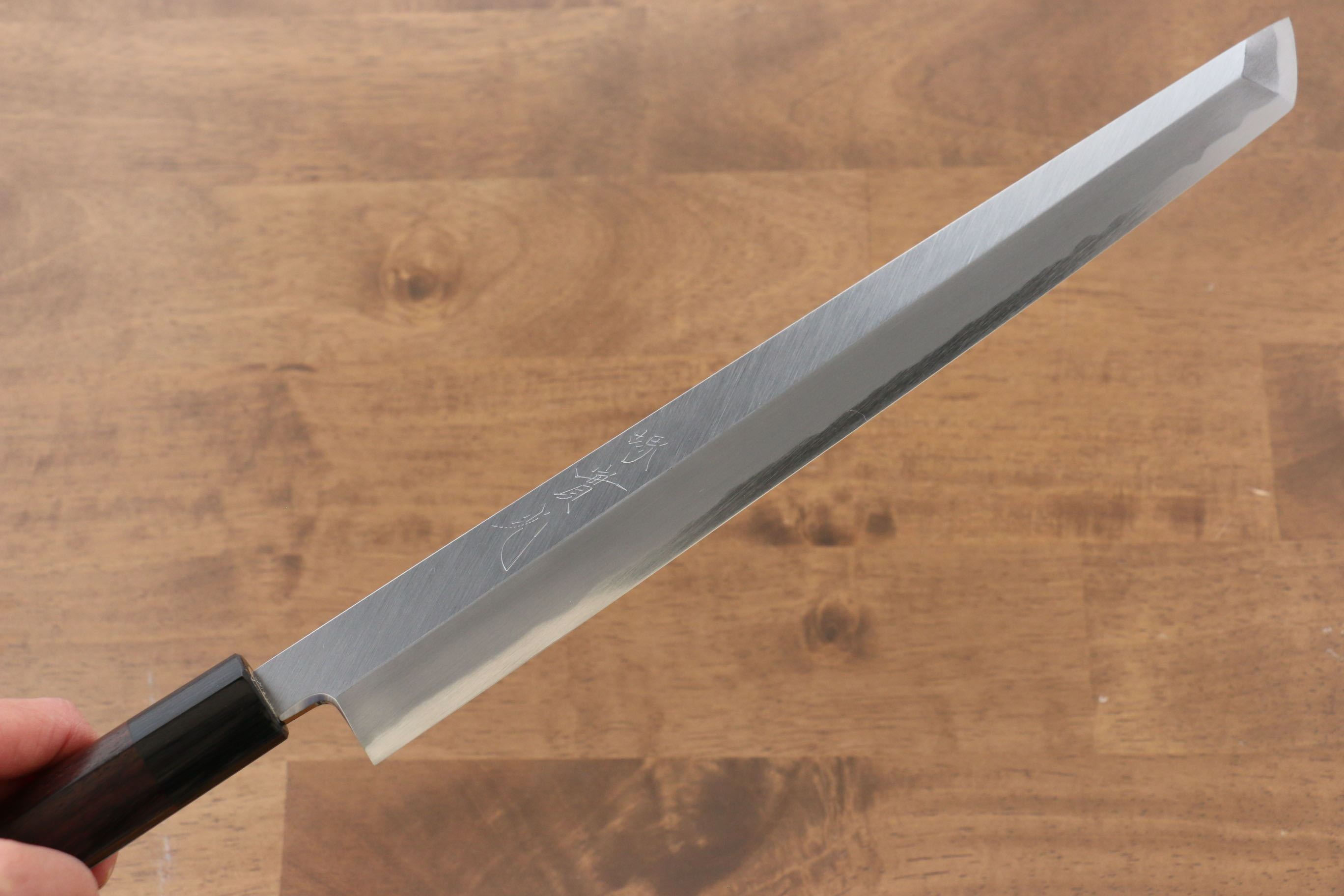 Jikko White Steel No.2 Sakimaru Yanagiba 300mm Japanese Sushi Knife with Premium Ebony Handle - Perfect for Sushi Chefs & Professional Japanese Cuisine Preparation