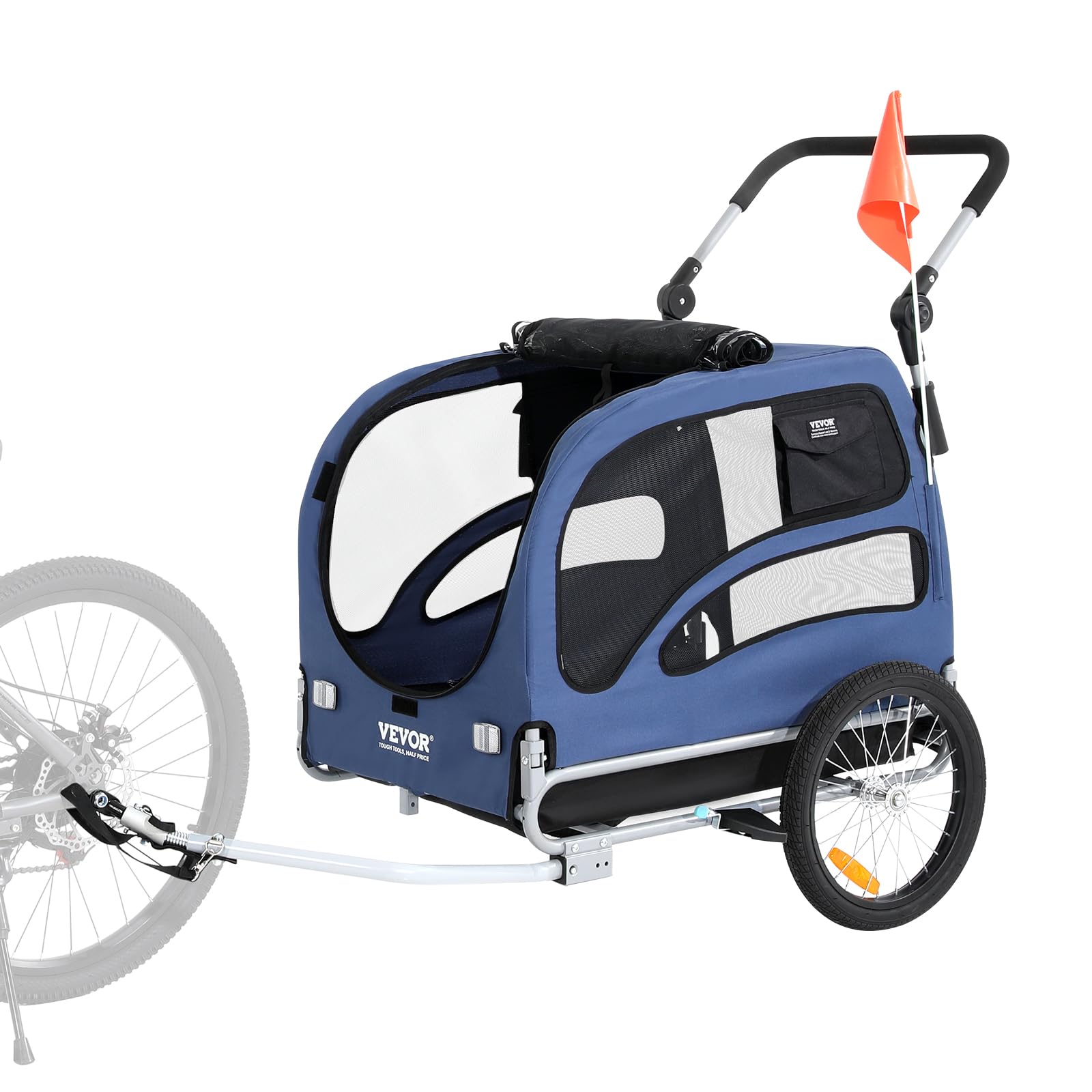 VEVOR 2-in-1 Dog Bike Trailer & Pet Stroller - Heavy Duty 100 lbs Capacity, Foldable Bicycle Carrier with Quick Release Wheels & Universal Coupler - Perfect for Cycling Adventures, Jogging & Outdoor Activities with Your Pet