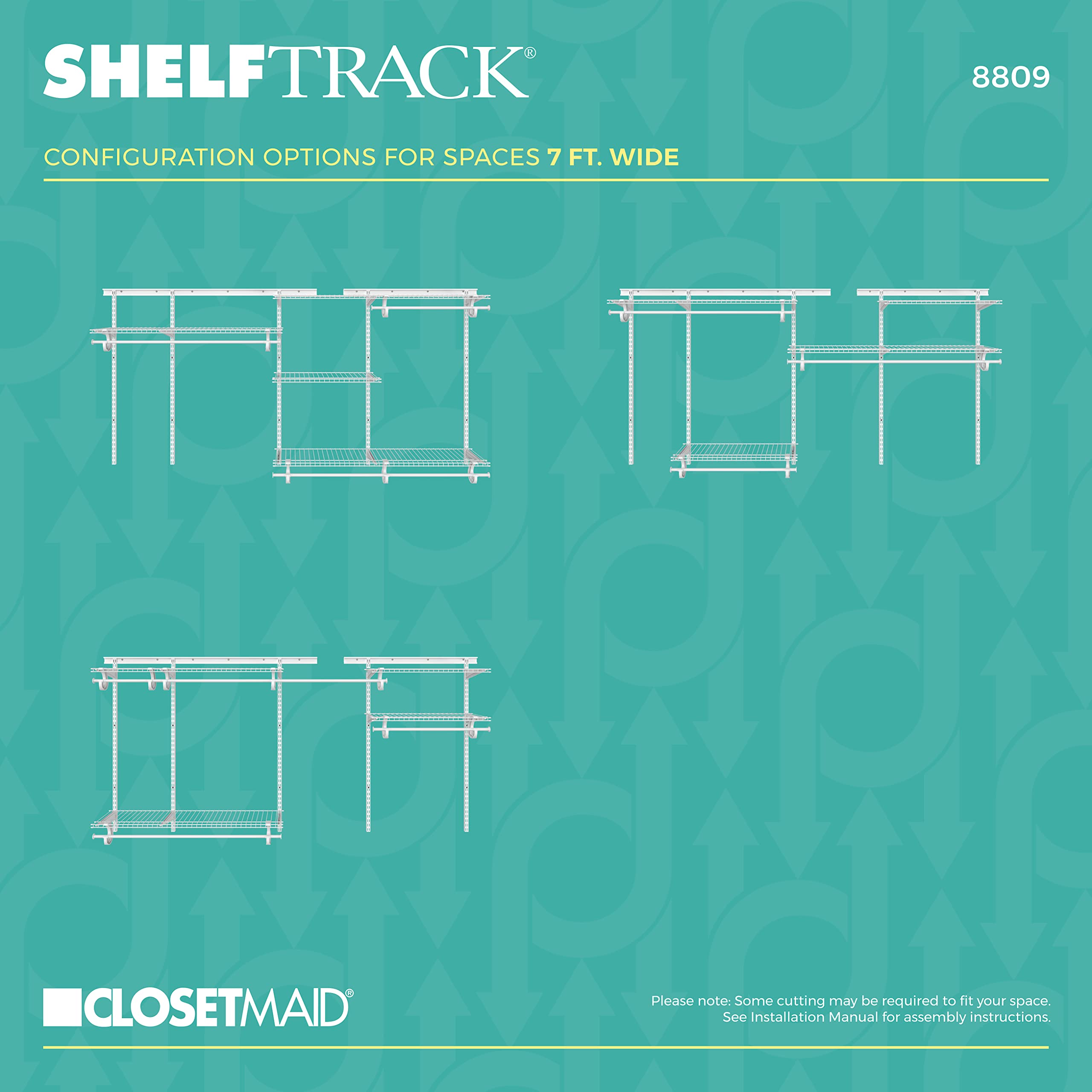 ClosetMaid Adjustable Wire Closet Organizer System 5-8 Feet with Shelves & Clothes Rods - Durable Steel Closet Storage Solution for Bedroom, Walk-in Closet & Home Organization (White)