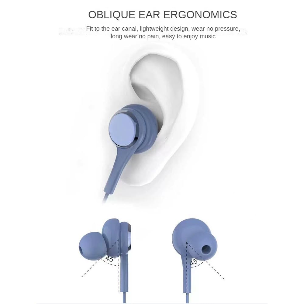 5 Pack Wired Earbuds with Microphone - In-Ear Headphones with 3.5mm Jack & Volume Control - Noise Isolating for Sports, Gym, Running, Gaming & Workouts - Compatible with iPhone, Android & Laptops (Blue)