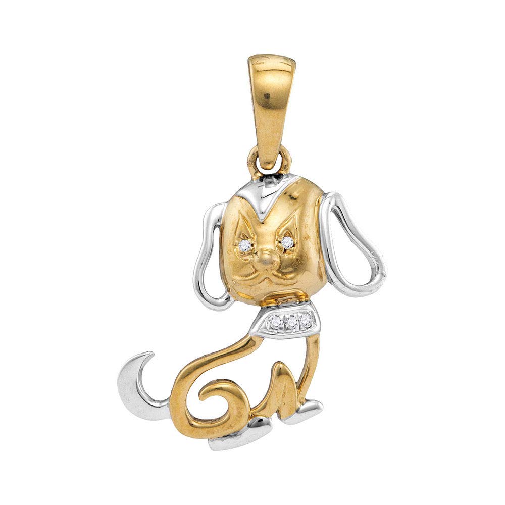 10K Two-Tone Gold Women's Round Diamond Dog Pendant Necklace - 0.012 CTTW - Perfect Gift for Pet Lovers & Dog Owners - Birthday, Anniversary, Christmas Jewelry Present