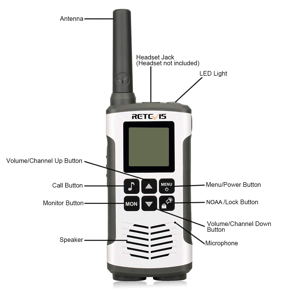 Retevis RT45 Rechargeable Long Range Two Way Radios - 4 Pack Walkie Talkies with NOAA Weather Alert, 10 Call Tones, VOX Hands-Free & Flashlight | Perfect for Outdoor Adventures, Construction Sites, and Emergency Communication