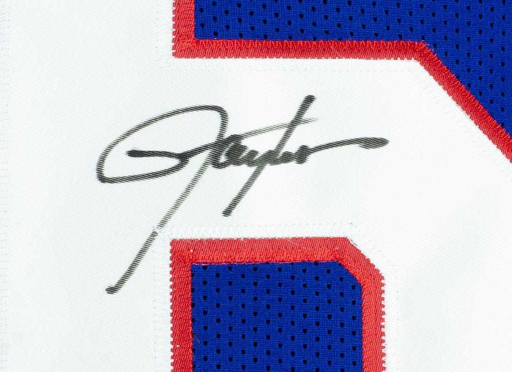 Authentic Lawrence Taylor New York Giants Signed Blue Football Jersey with JSA ITP COA - Perfect for NFL Memorabilia Collectors and Sports Fans Display
