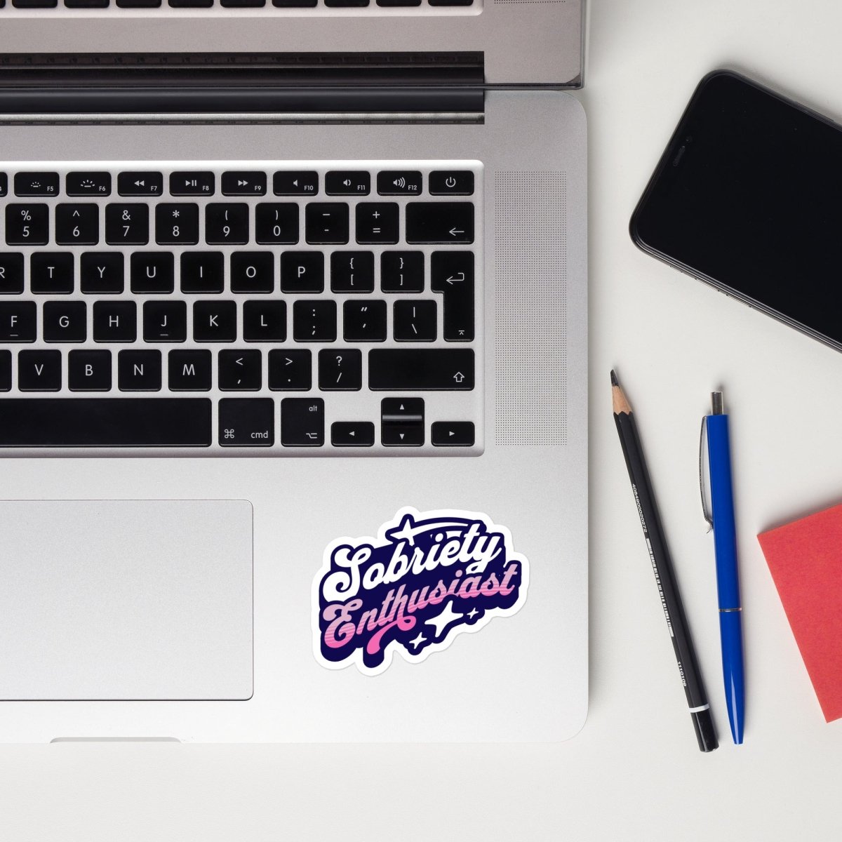 Sobriety Enthusiast Sticker - Vibrant Pink Motivational Decal for Water Bottles, Laptops & Journals - Perfect for AA Meetings, Recovery Support & Sober Lifestyle Inspiration