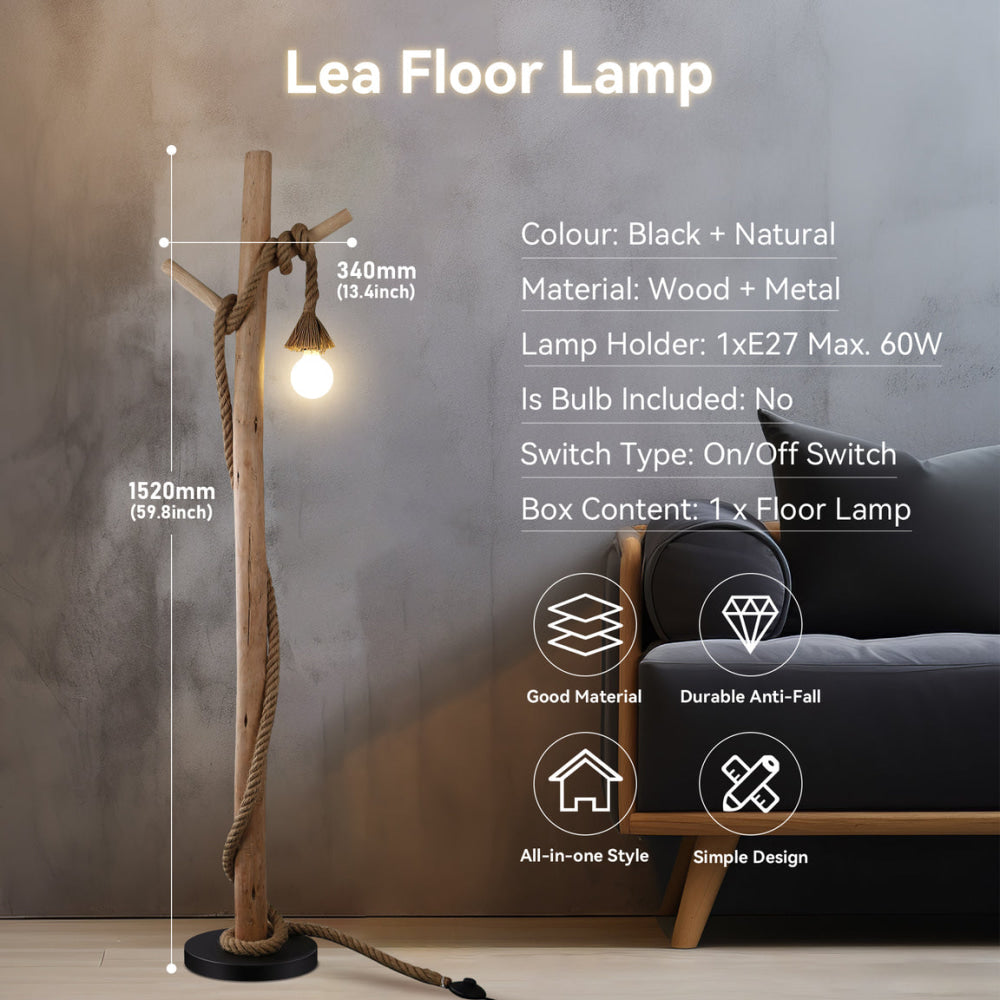 Minimalist Wooden Floor Lamp with Hanger - Natural Finish for Modern Living Room, Bedroom, or Office Lighting Decor